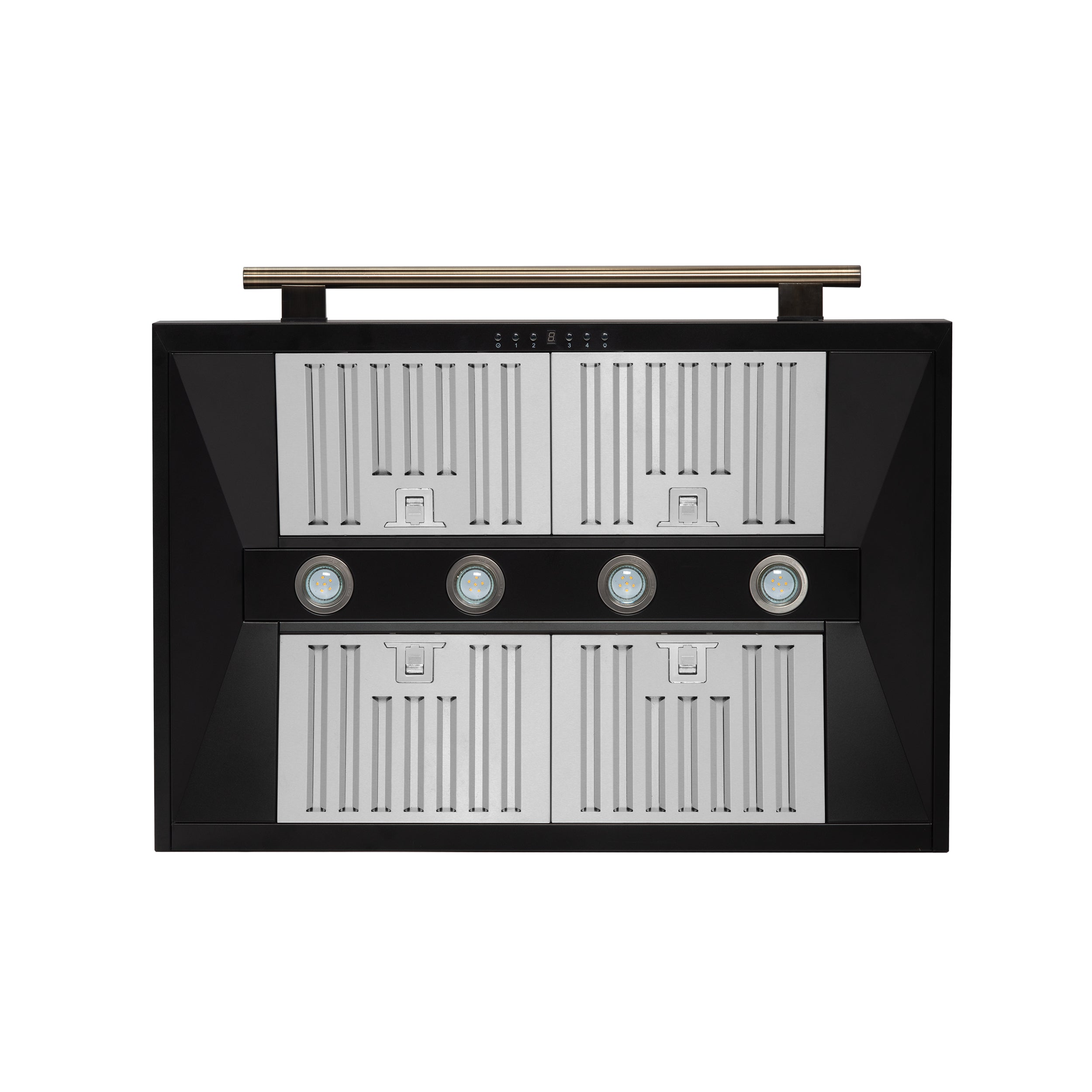 Forno Aria 36 in. 1200 CFM Black Wall Mount Range Hood with Antique Brass Accents | FRHWM5095-36WHT