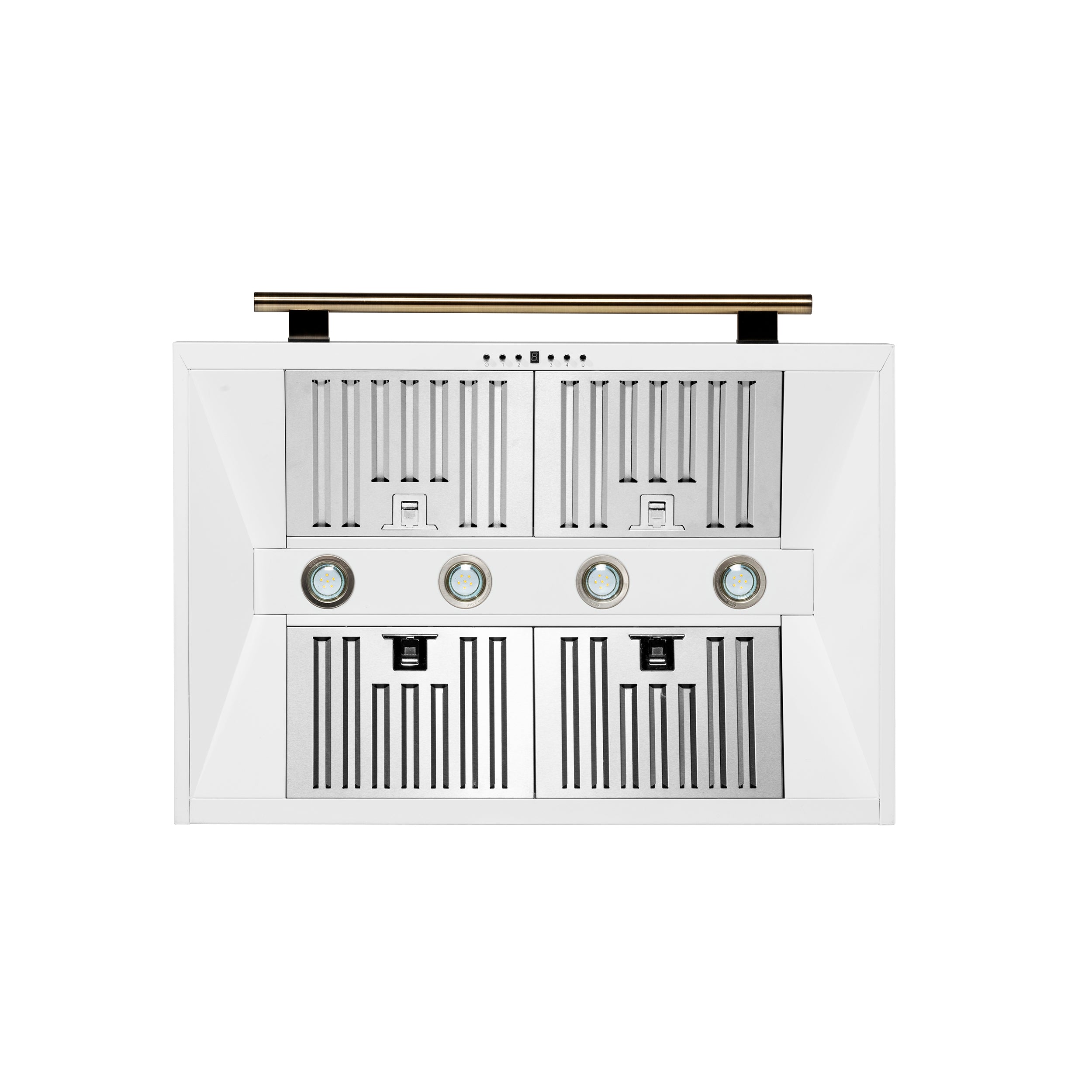 Forno Aria 36 in. 1200 CFM White Wall Mount Range Hood with Antique Brass Accents | FRHWM5095-36WHT