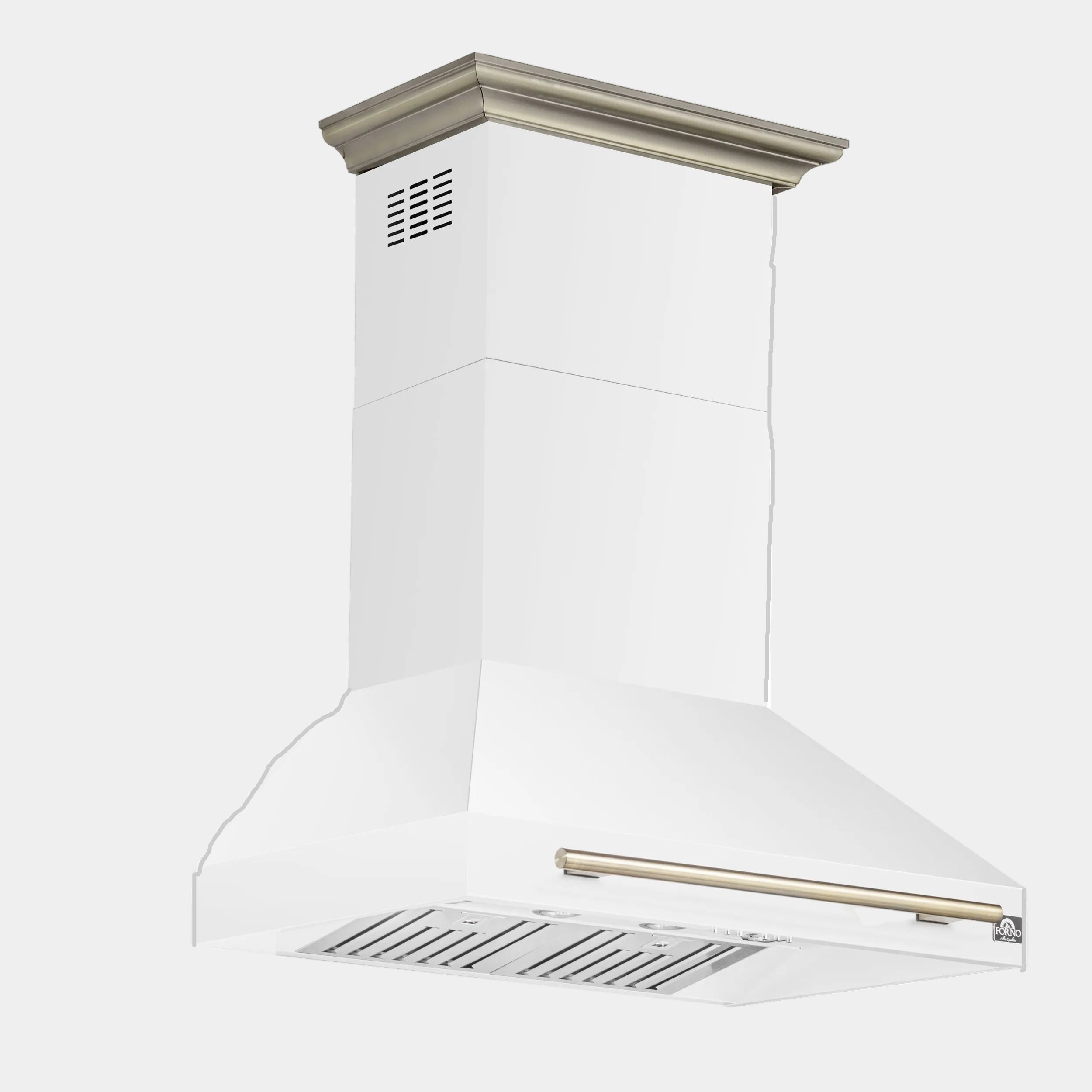 Forno Aria 36 in. 1200 CFM White Wall Mount Range Hood with Antique Brass Accents | FRHWM5095-36WHT