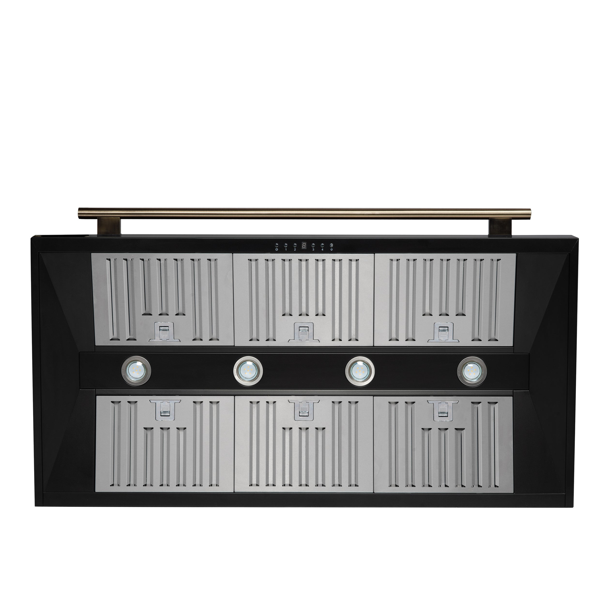 Forno Aria 48 in. 1200 CFM Black Wall Mount Range Hood with Antique Brass Accents | FRHWM5095-48BLK