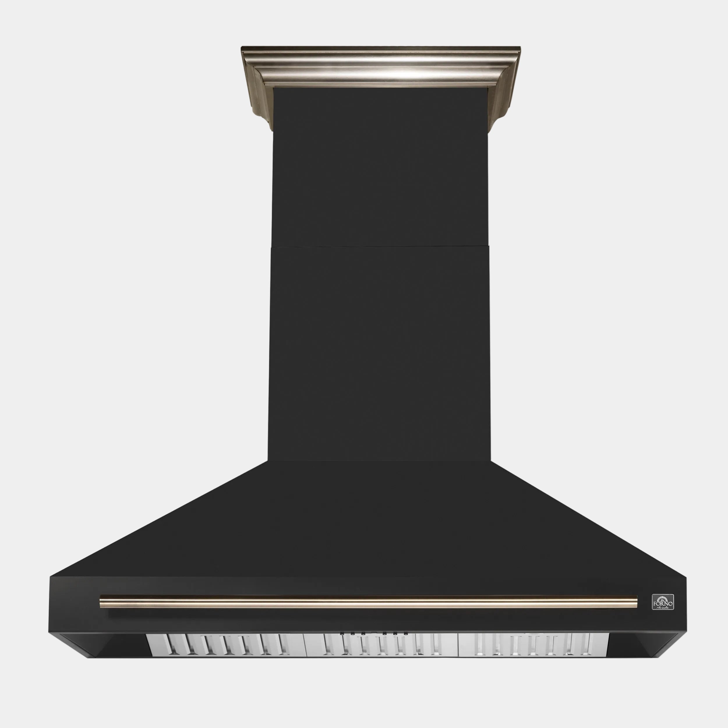 Forno Aria 48 in. 1200 CFM Black Wall Mount Range Hood with Antique Brass Accents | FRHWM5095-48BLK