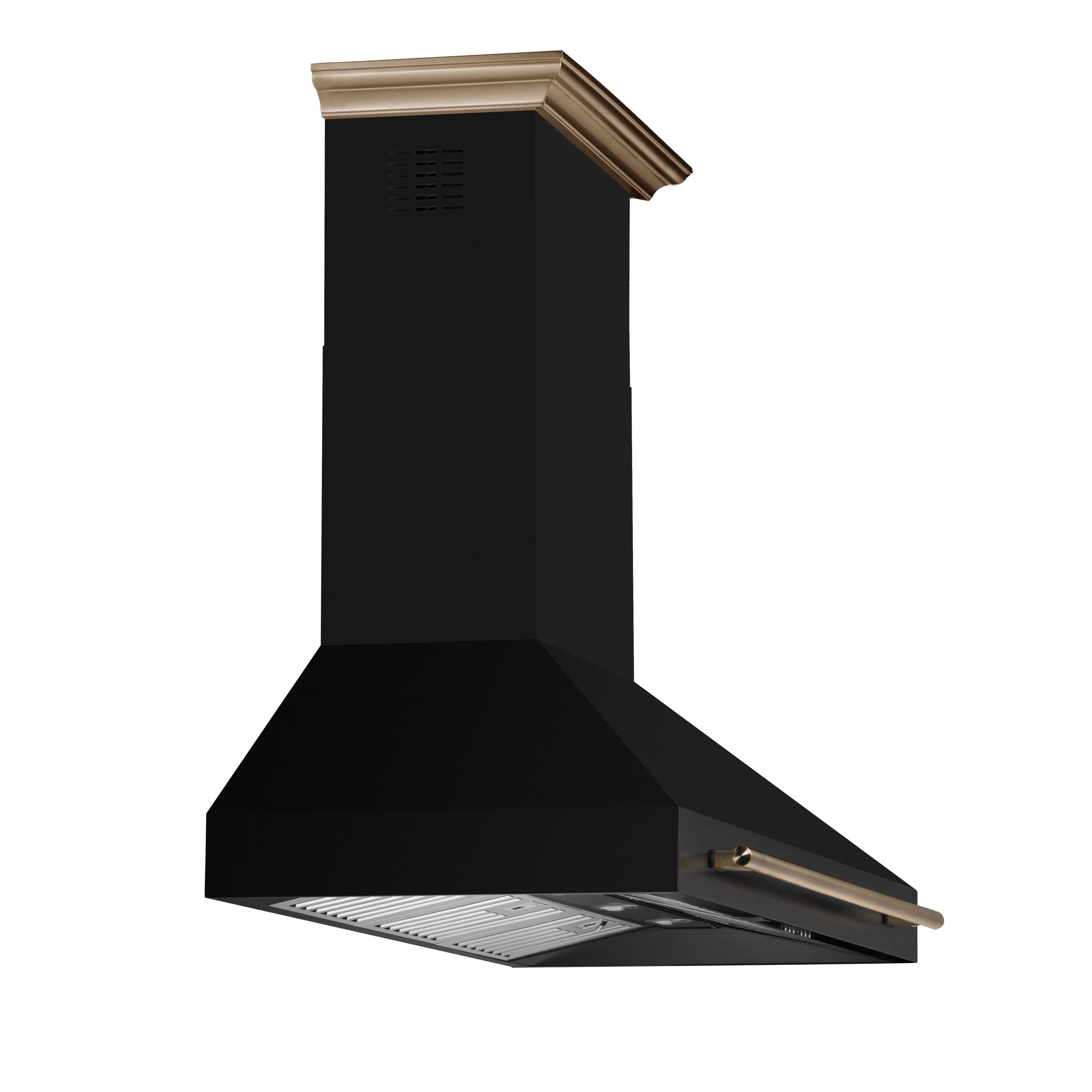 Forno Aria 48 in. 1200 CFM Black Wall Mount Range Hood with Antique Brass Accents | FRHWM5095-48BLK