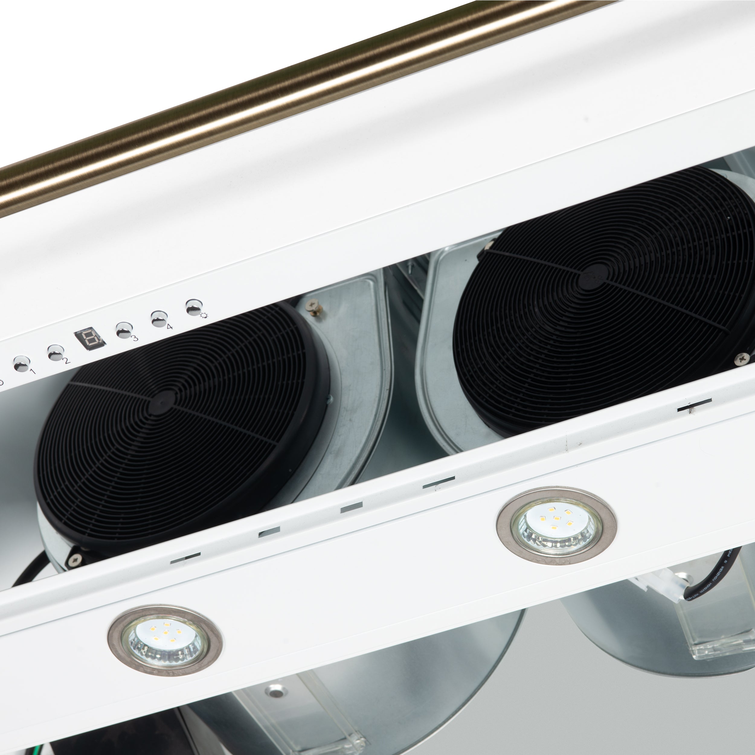 Forno Aria 48 in. 1200 CFM White Wall Mount Range Hood with Antique Brass Accents | FRHWM5095-48WHT