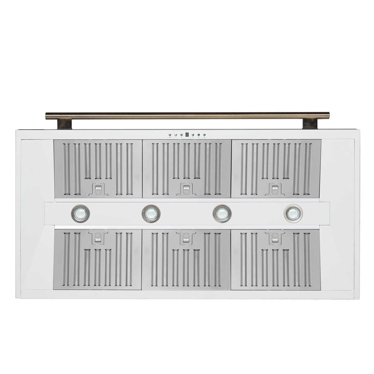 Forno Aria 48 in. 1200 CFM White Wall Mount Range Hood with Antique Brass Accents | FRHWM5095-48WHT
