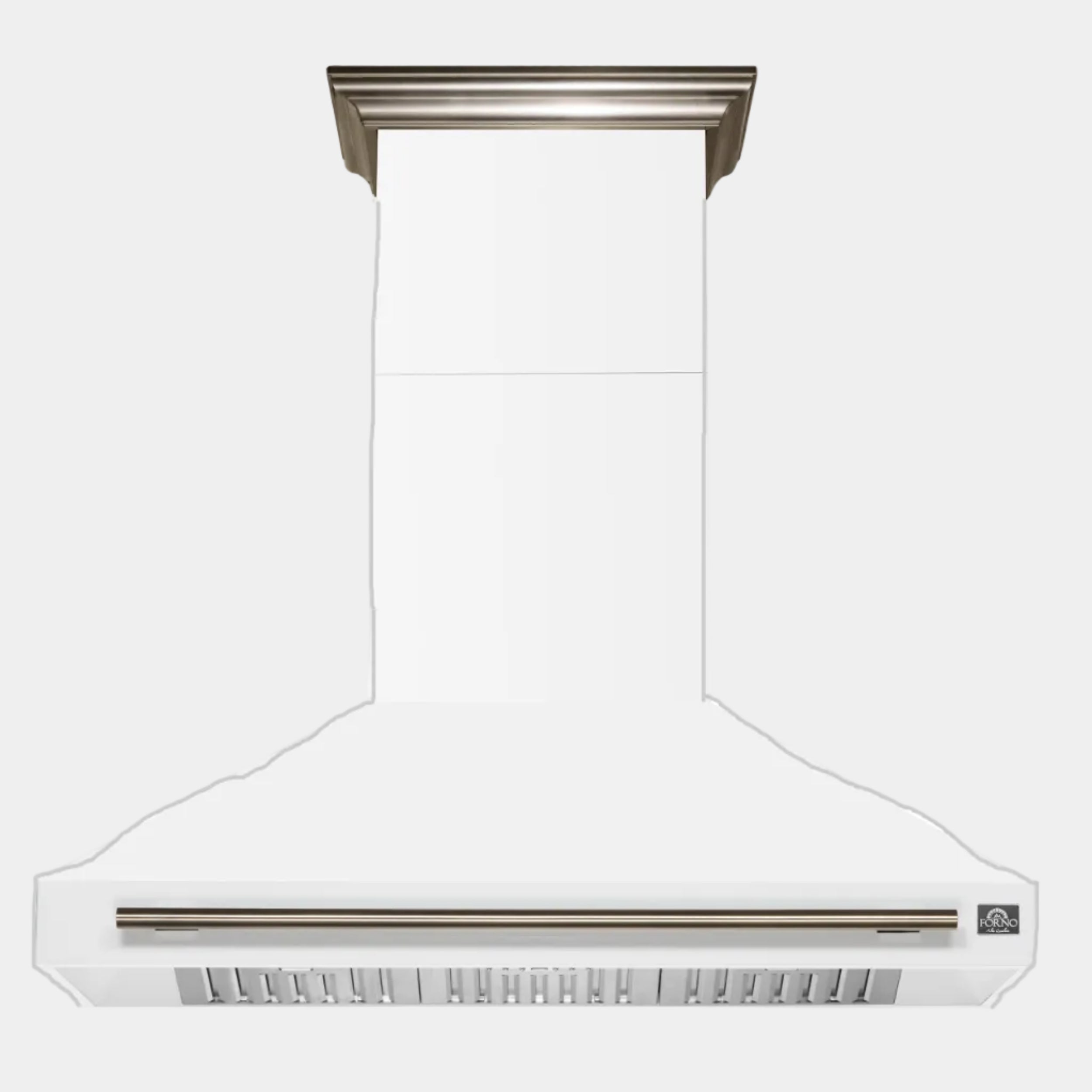 Forno Aria 48 in. 1200 CFM White Wall Mount Range Hood with Antique Brass Accents | FRHWM5095-48WHT