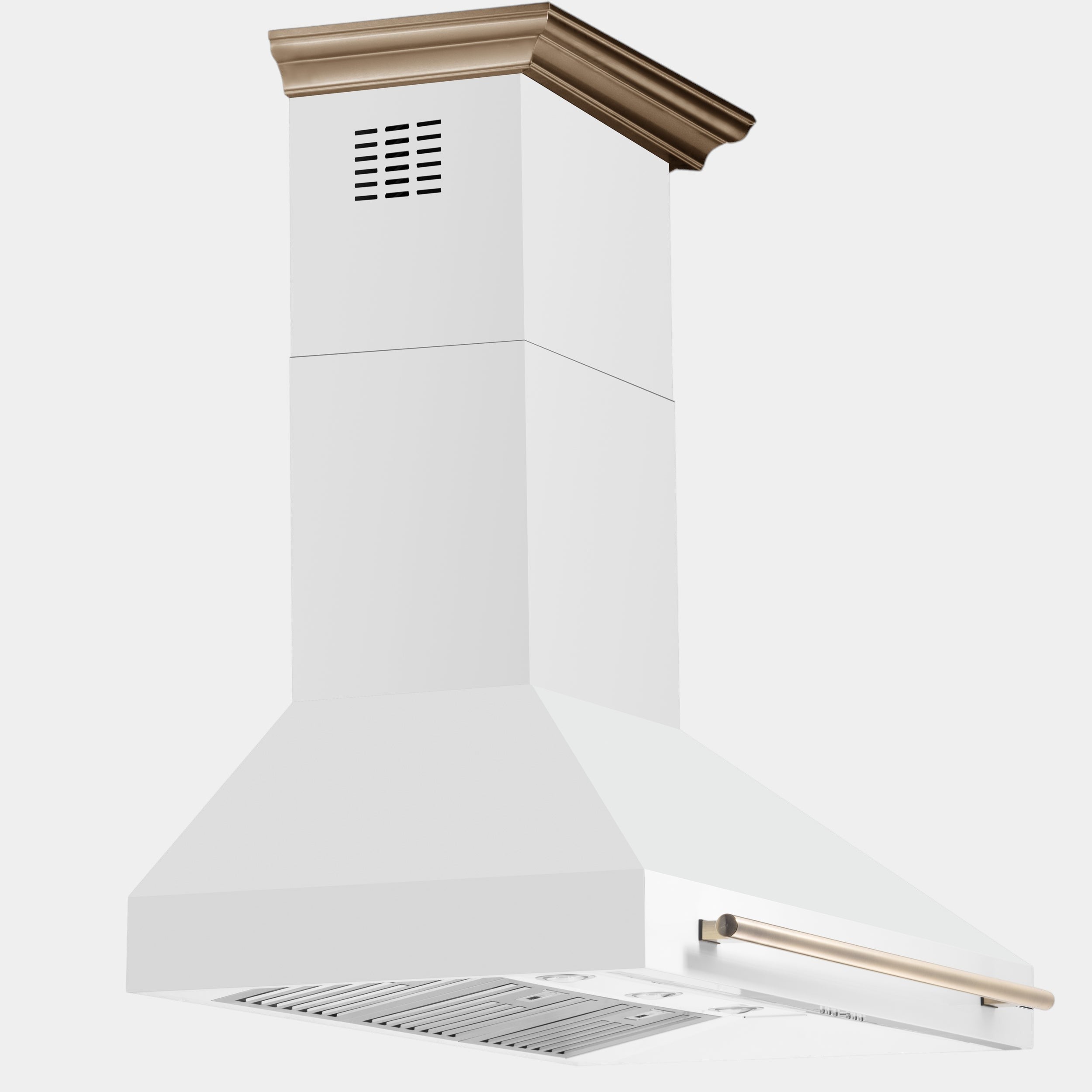 Forno Aria 48 in. 1200 CFM White Wall Mount Range Hood with Antique Brass Accents | FRHWM5095-48WHT
