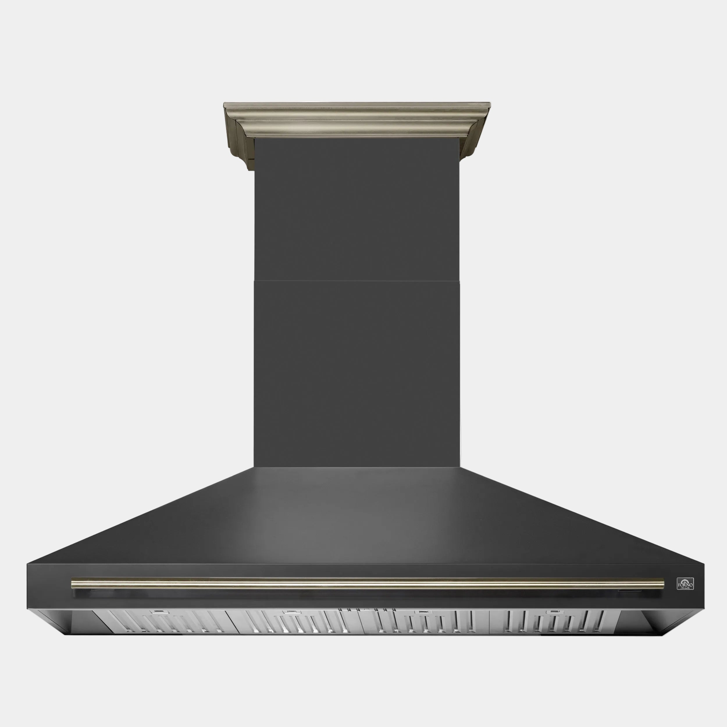 Forno Aria 60 in. 1200 CFM Black Convertible Wall Mount Range Hood with Antique Brass Accents | FRHWM5095-60BLK