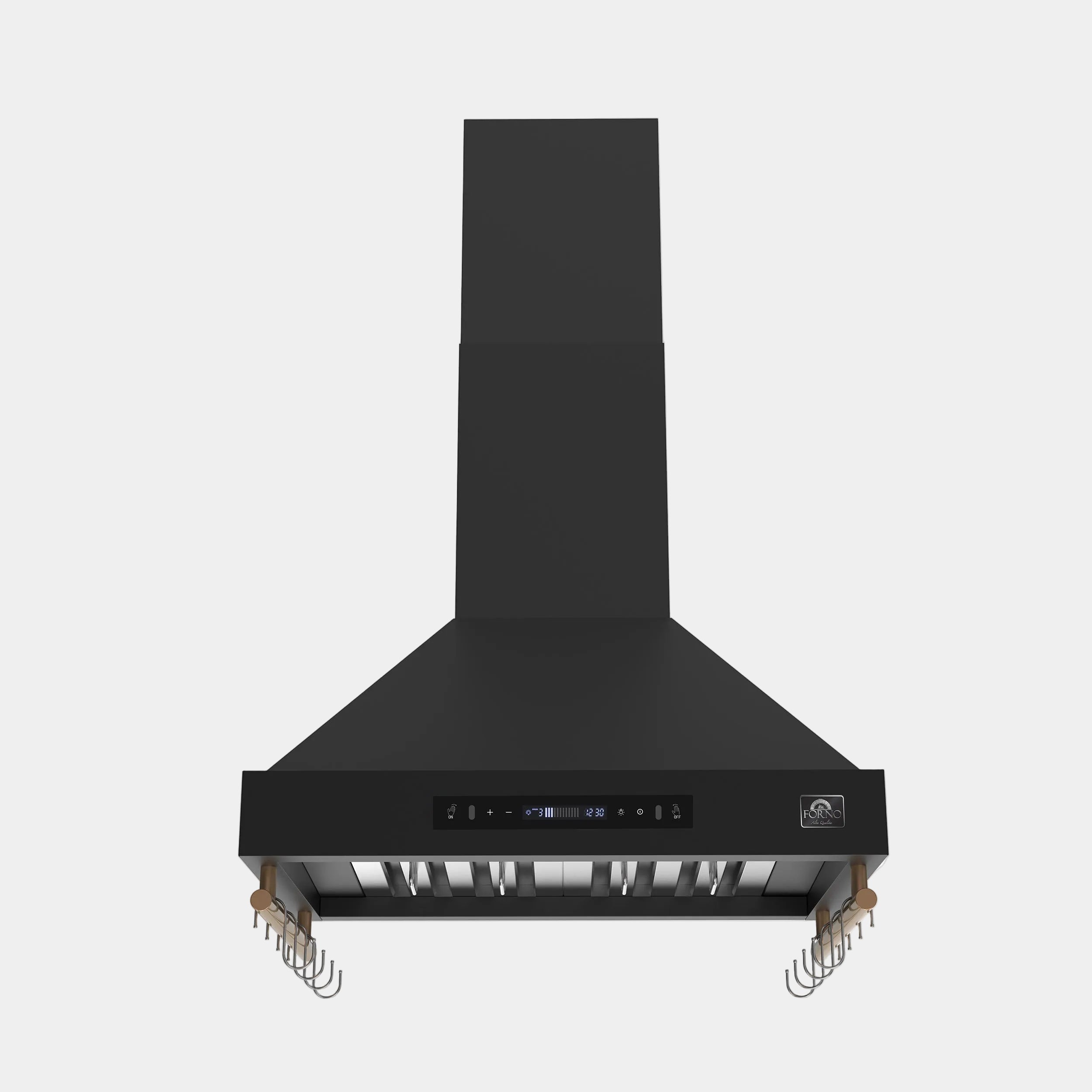 Forno Venezia 30 in. 370 CFM Black Wall Mount Range Hood with Antique Brass Accents | FRHWM5503-30BLK