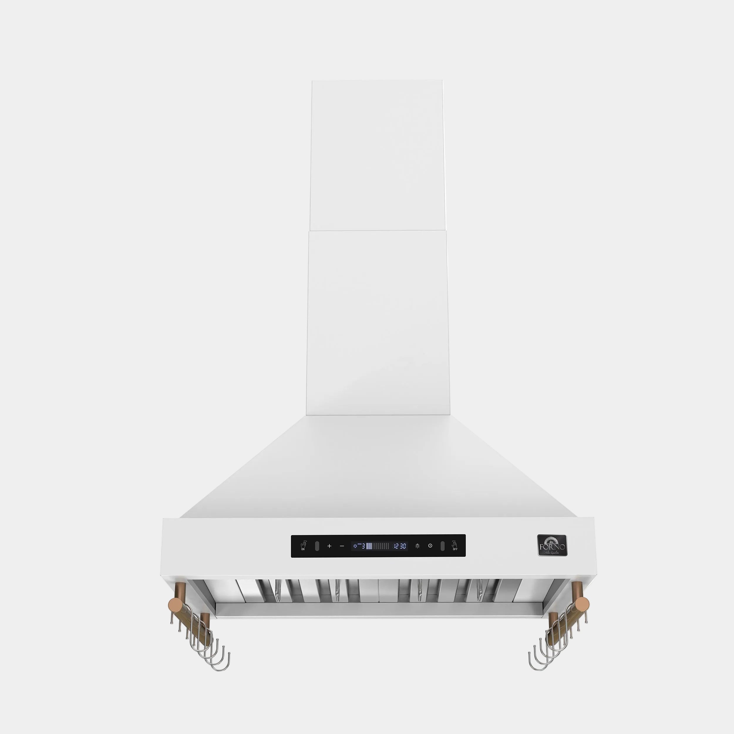 Forno Venezia 30 in. 370 CFM White Wall Mount Range Hood with Antique Brass Accents | FRHWM5503-30WHT