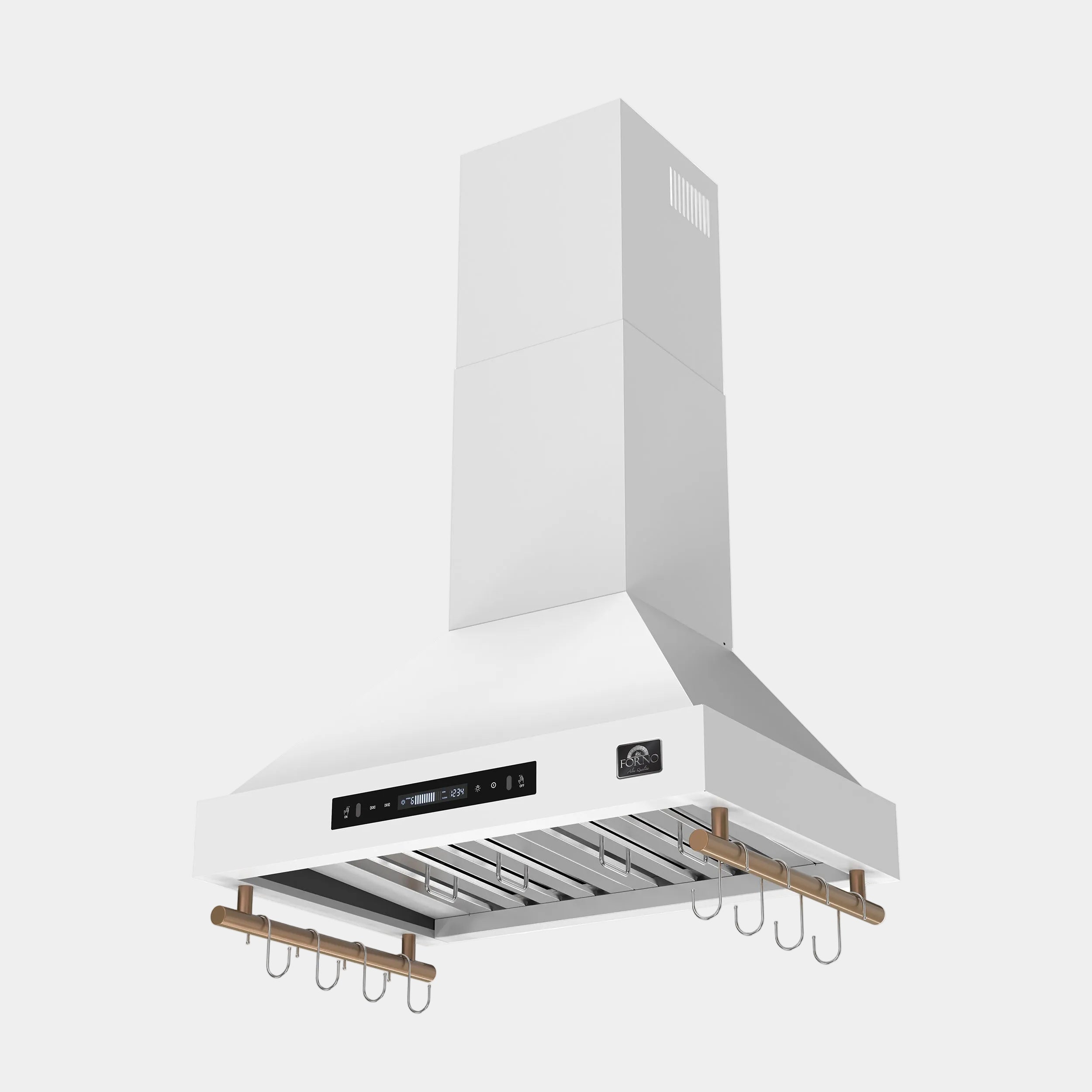 Forno Venezia 30 in. 370 CFM White Wall Mount Range Hood with Antique Brass Accents | FRHWM5503-30WHT