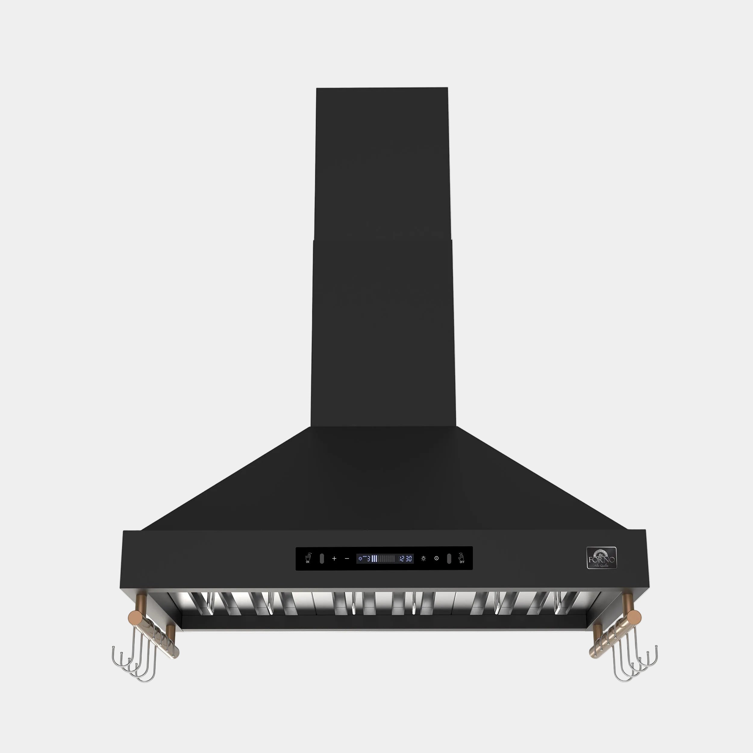 Forno Venezia 36 in. 370 CFM Black Wall Mount Range Hood with Antique Brass Accents | FRHWM5503-36BLK