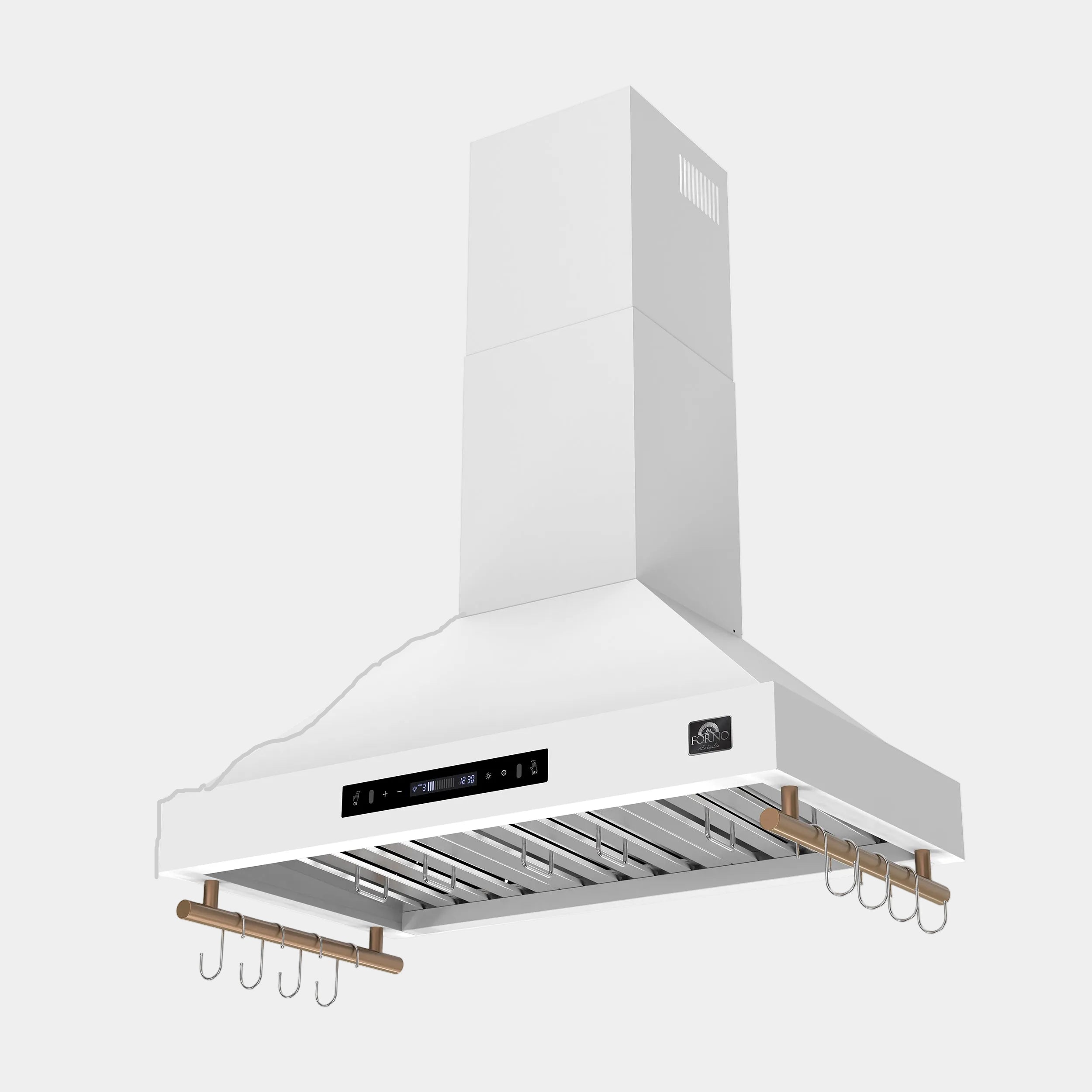 Forno Venezia 36 in. 370 CFM White Wall Mount Range Hood with Antique Brass Accents | FRHWM5503-36WHT