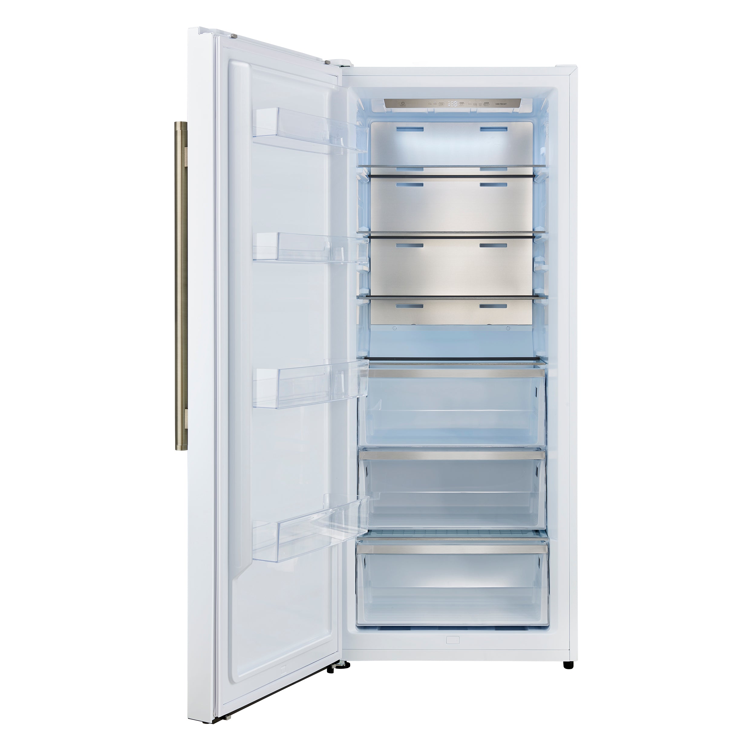Forno Maderno 32 in. 13.6 cu.ft. Left Swing White Built-In Convertible Refrigerator/Freezer with Antique Brass Handle and Grill Trim | FFFFD1722-32LSG-WHT