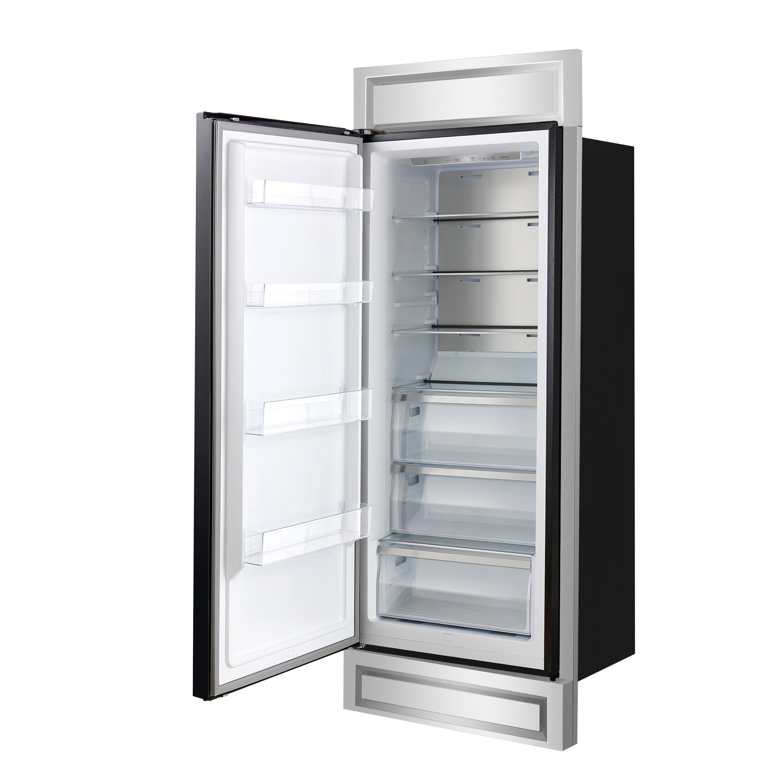 Forno Maderno 32 in. 13.6 cu.ft. Left Swing Black Built-In Convertible Refrigerator/Freezer with Antique Brass Handle and Decorative Trim | FFFFD1722-32LMG-BLK