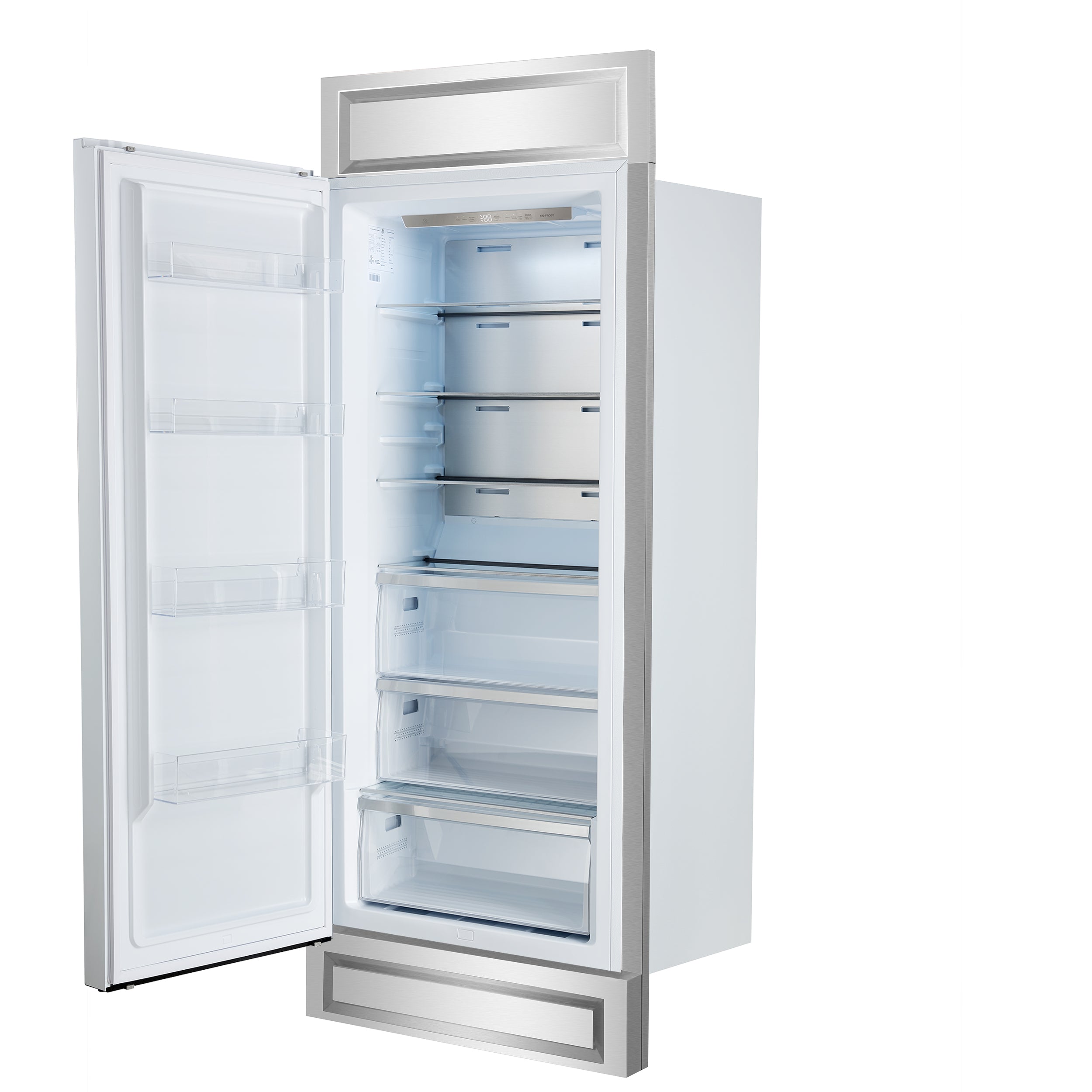 Forno Maderno 32 in. 13.6 cu.ft. Left Swing White Built-In Convertible Refrigerator/Freezer with Antique Brass Handle and Decorative Trim | FFFFD1722-32LMG-WHT