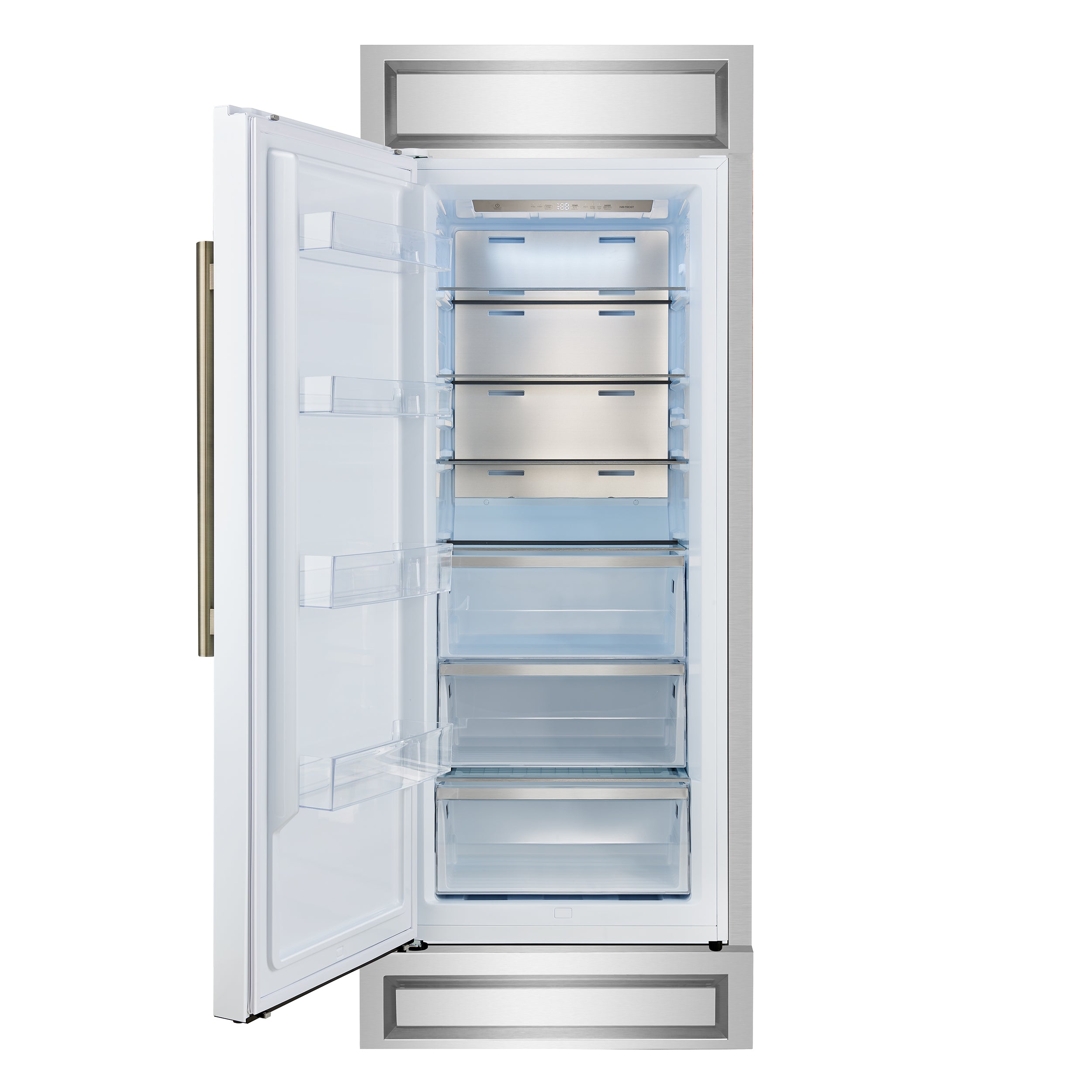 Forno Maderno 32 in. 13.6 cu.ft. Left Swing White Built-In Convertible Refrigerator/Freezer with Antique Brass Handle and Decorative Trim | FFFFD1722-32LMG-WHT