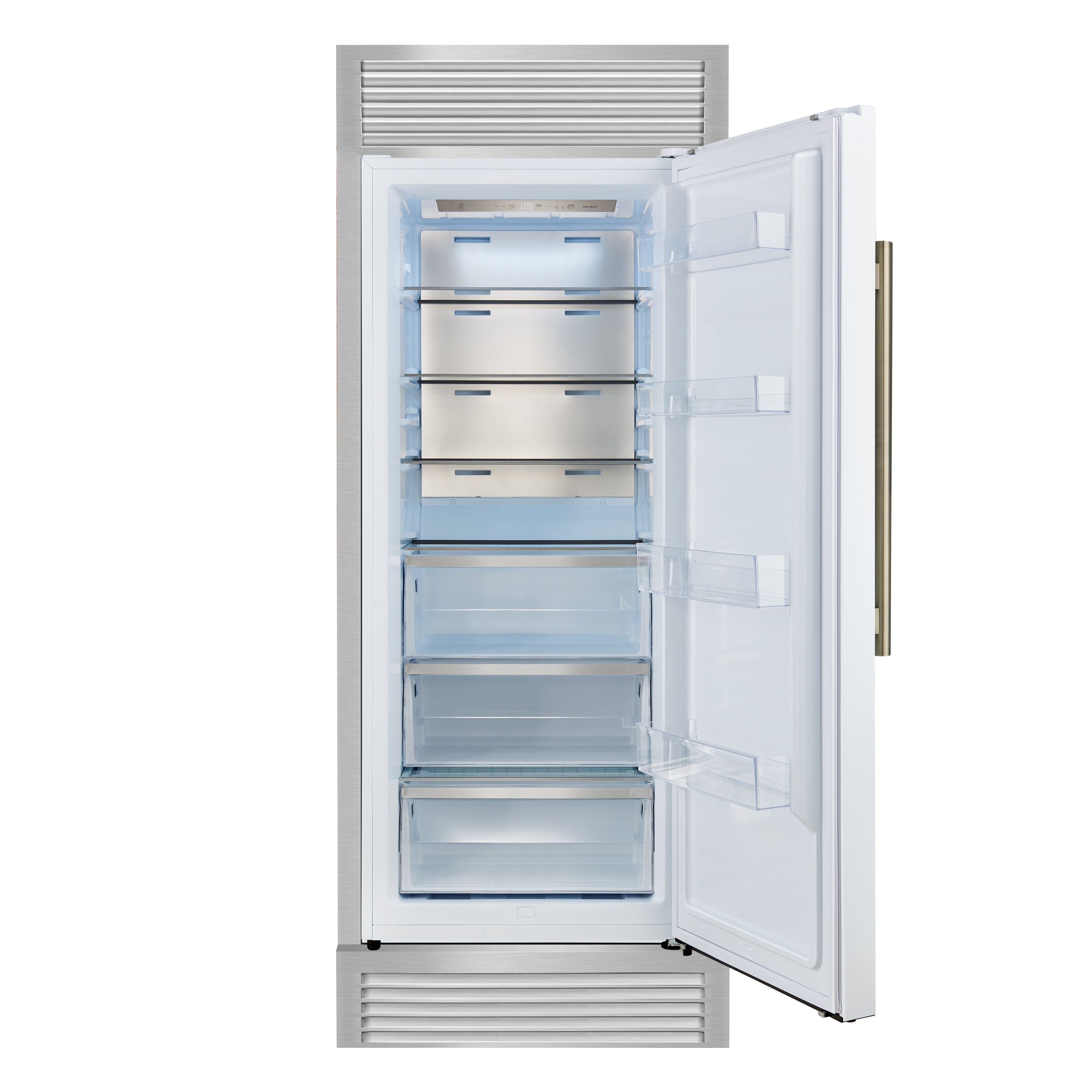 Forno Maderno 32 in. 13.6 cu.ft. Right Swing White Built-In Convertible Refrigerator/Freezer with Antique Brass Handle and Grill Trim | FFFFD1722-32RSG-WHT