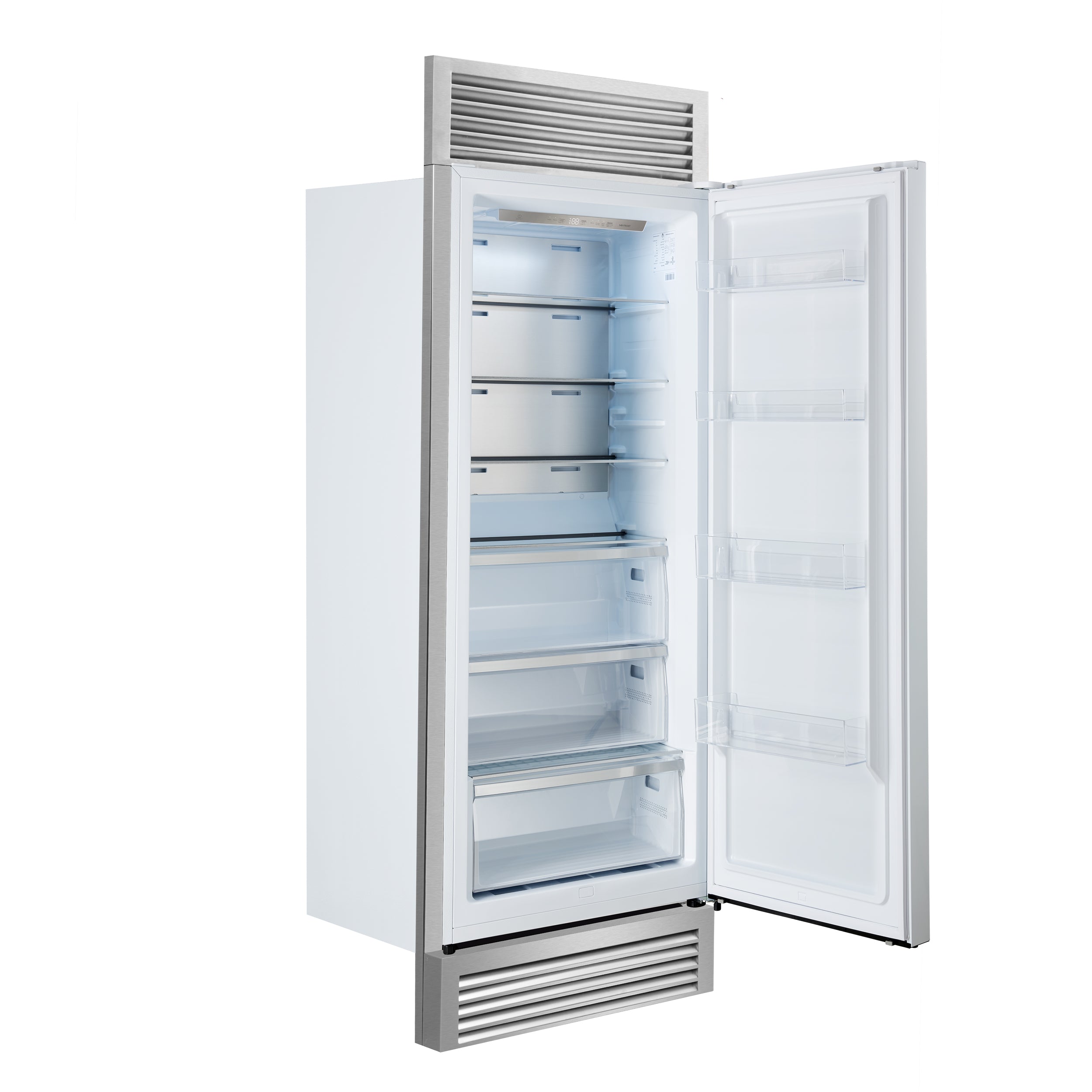 Forno Maderno 32 in. 13.6 cu.ft. Right Swing White Built-In Convertible Refrigerator/Freezer with Antique Brass Handle and Grill Trim | FFFFD1722-32RSG-WHT