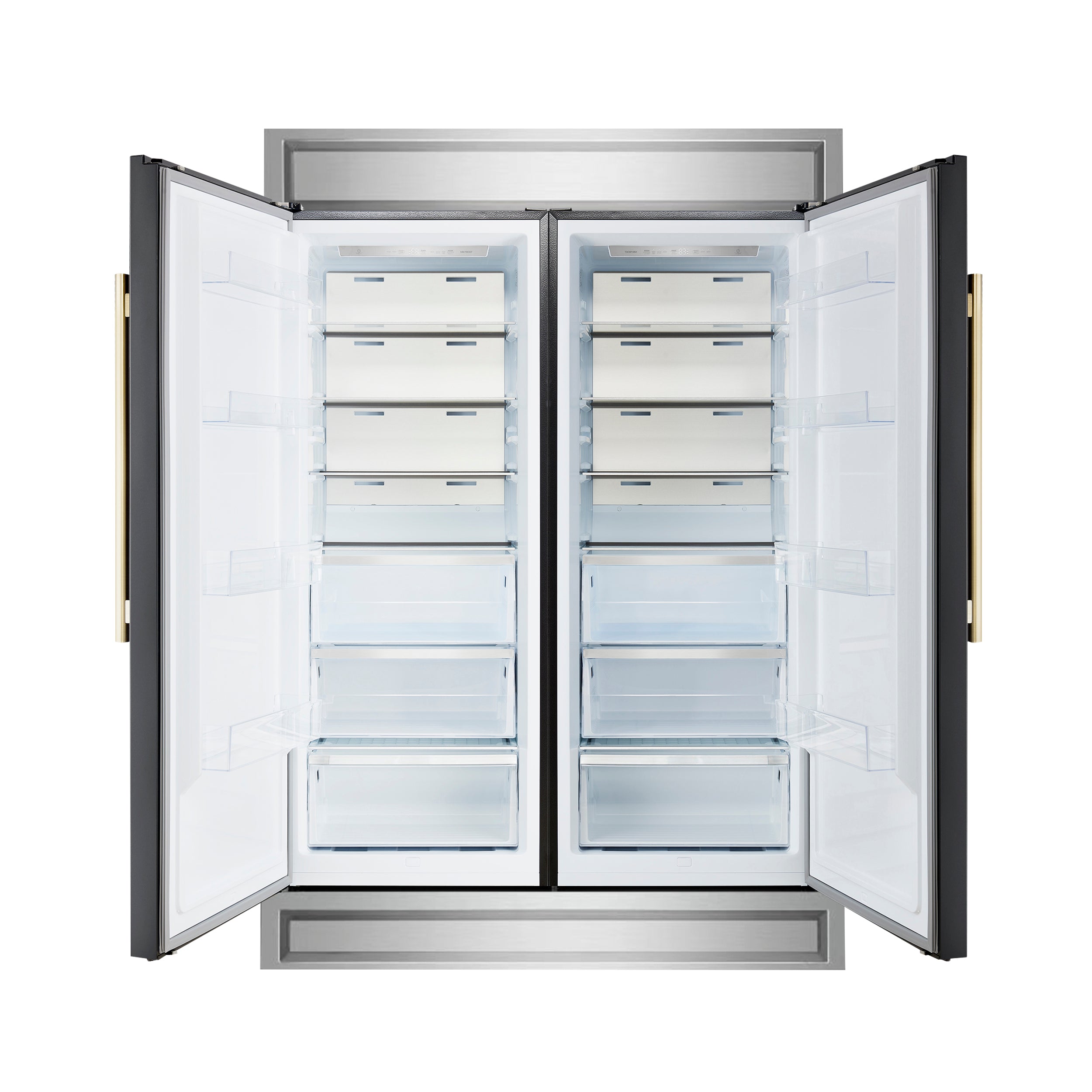 Forno Maderno 60 in. 27.2 cu.ft. Black Built-In Convertible Refrigerator/Freezer with Modern Trim Kit and Antique Brass Handles | FFFFD1722-60MG-BLK