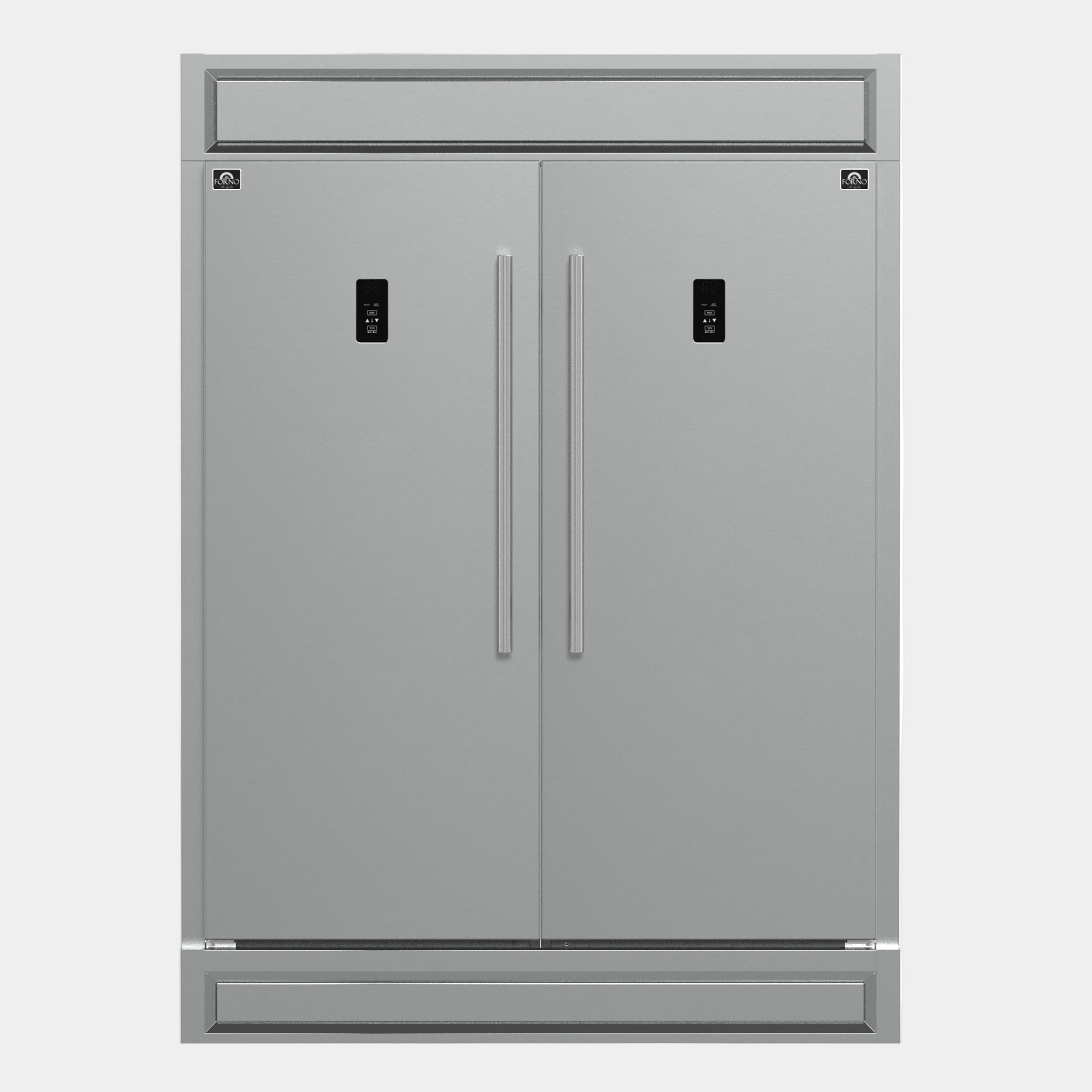 Forno Fortezza 60 in. 28 cu.ft. Stainless Steel Built-In Convertible Refrigerator/Freezer with Ice Maker and Modern Trim Kit | FFFFD1738-60MG