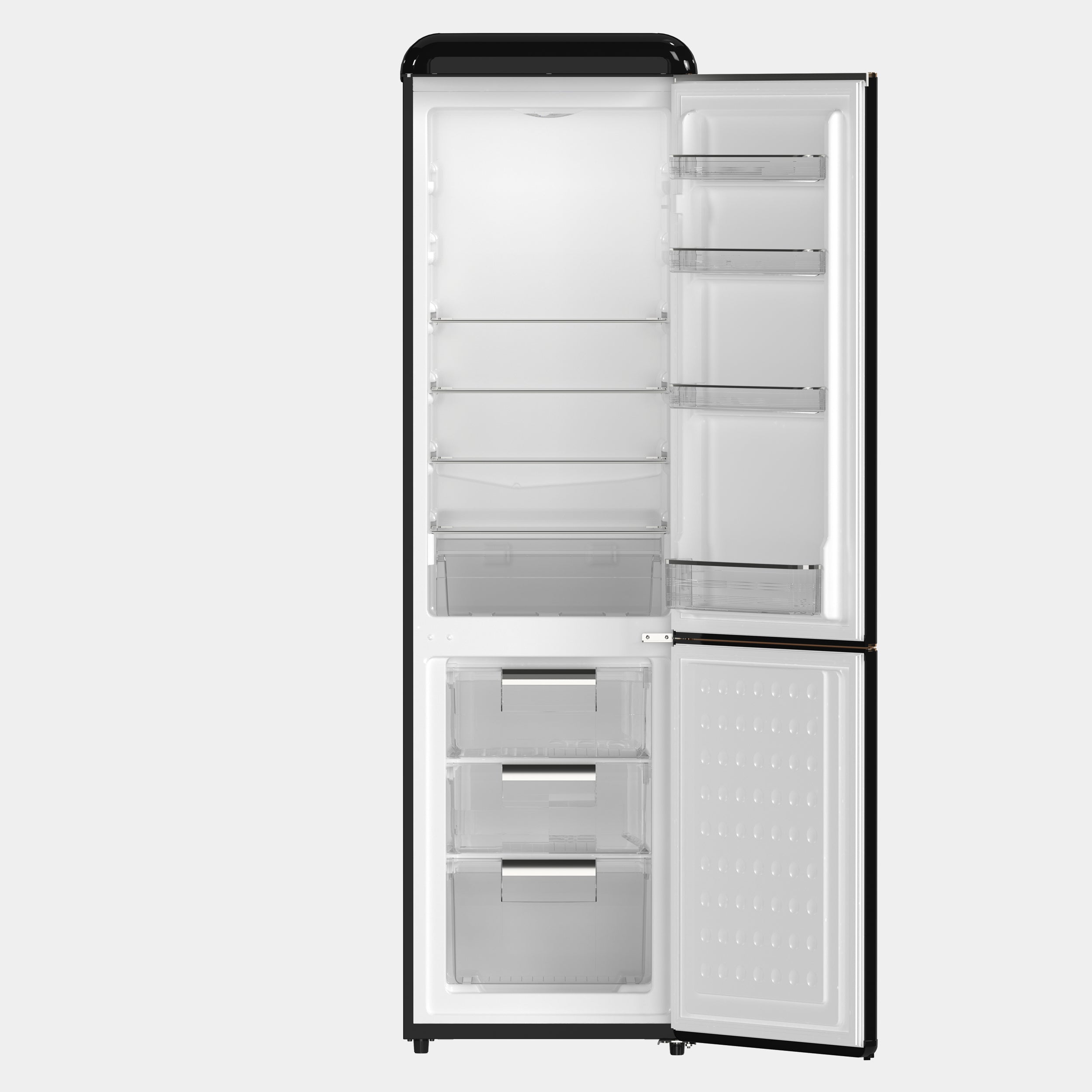 Forno Storico 22 in. 9 cu.ft Black Bottom Freezer Retro Refrigerator with Copper Accents | FFFFD1745-22BLK