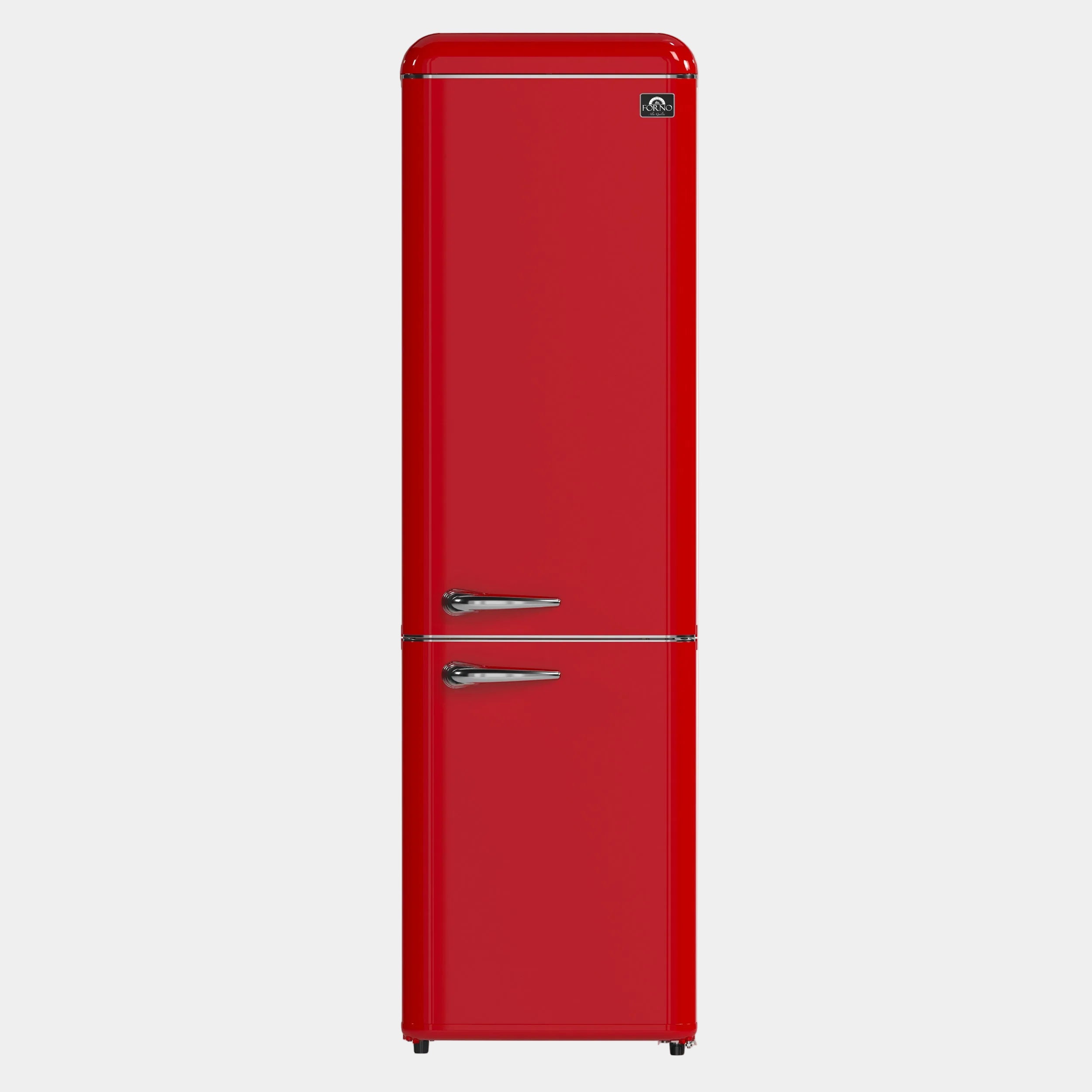 Forno Storico 22 in. 9 cu.ft Red Bottom Freezer Retro Refrigerator with Silver Accents | FFFFD1745-22RED