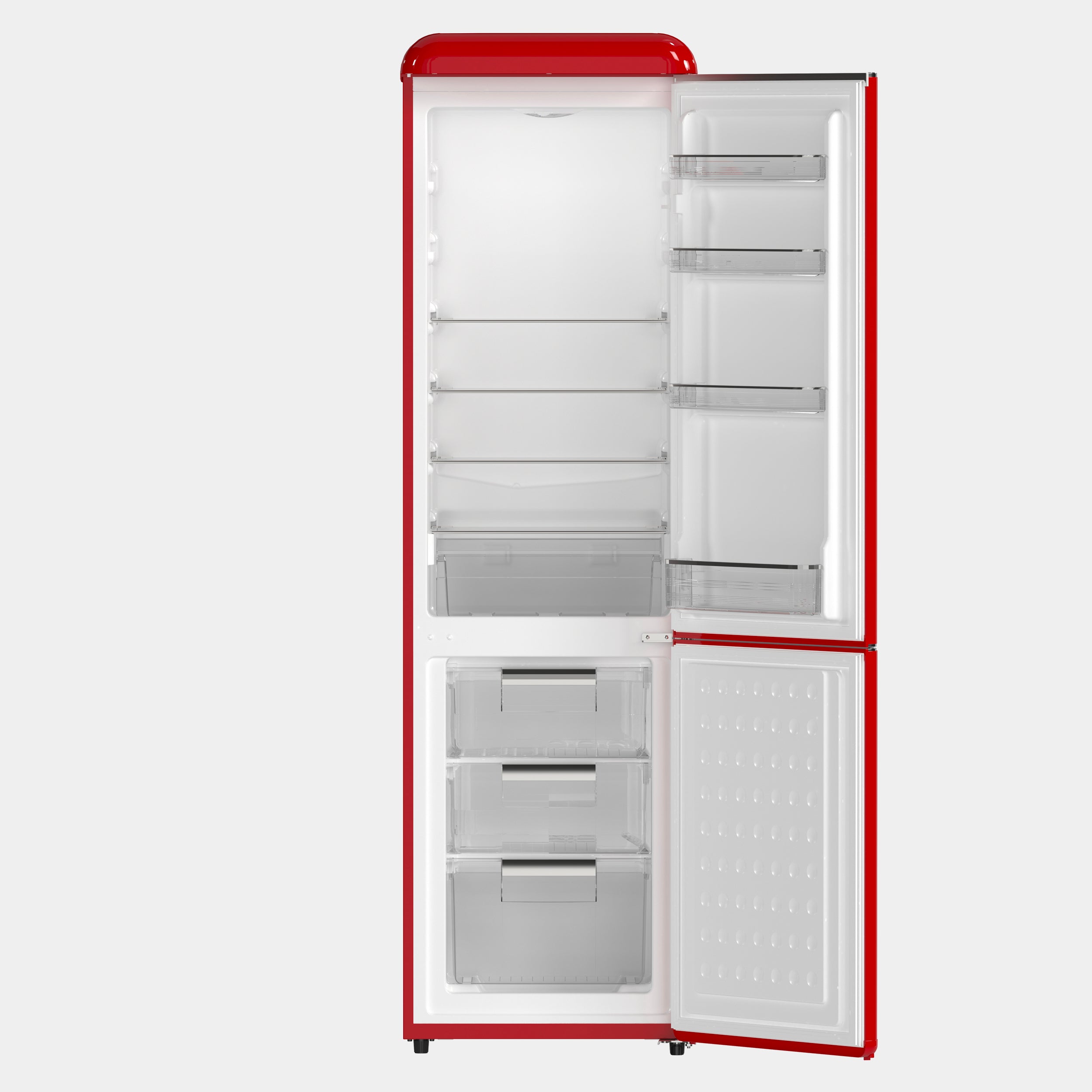 Forno Storico 22 in. 9 cu.ft Red Bottom Freezer Retro Refrigerator with Silver Accents | FFFFD1745-22RED