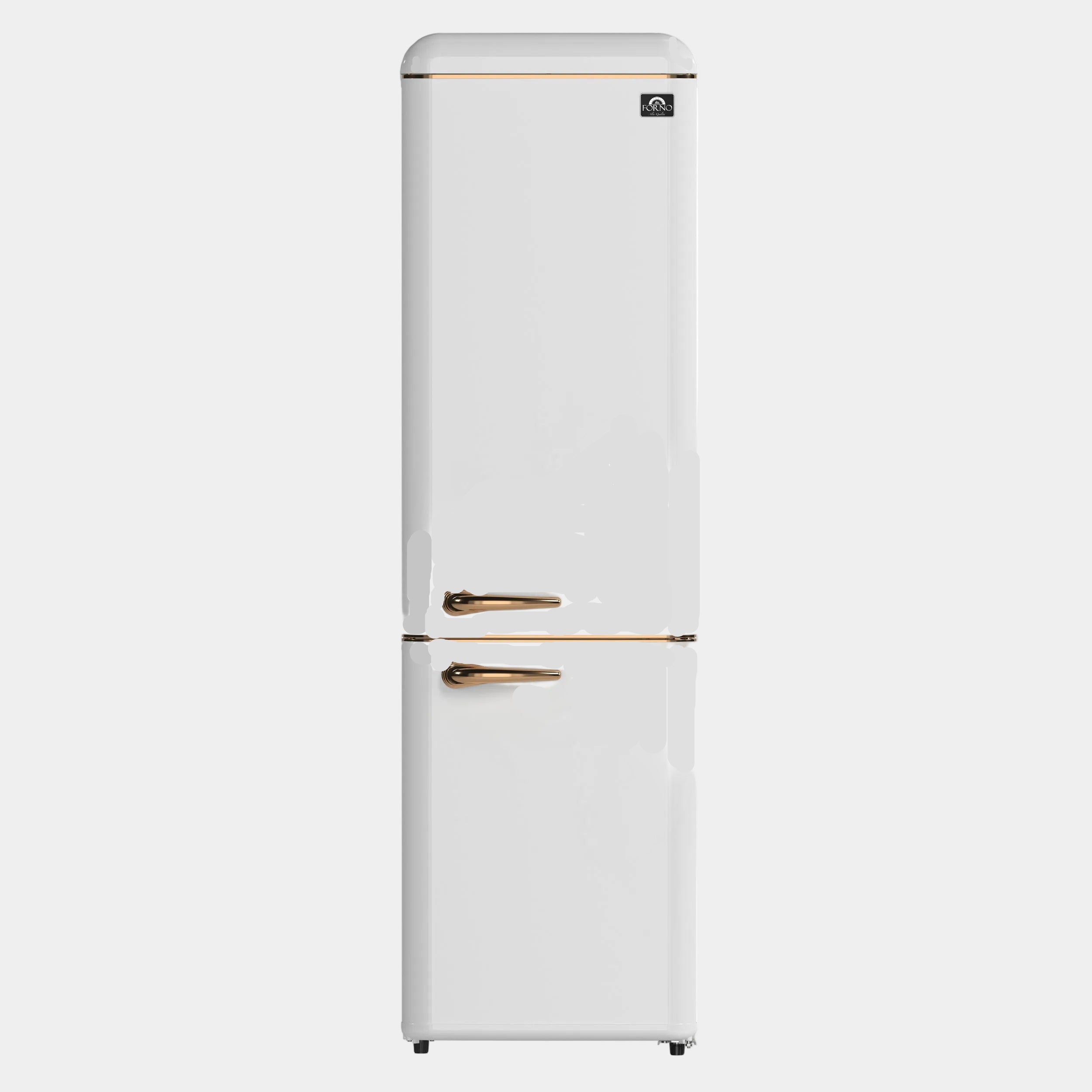 Forno Storico 22 in. 9 cu.ft White Bottom Freezer Retro Refrigerator with Copper Accents | FFFFD1745-22WHT