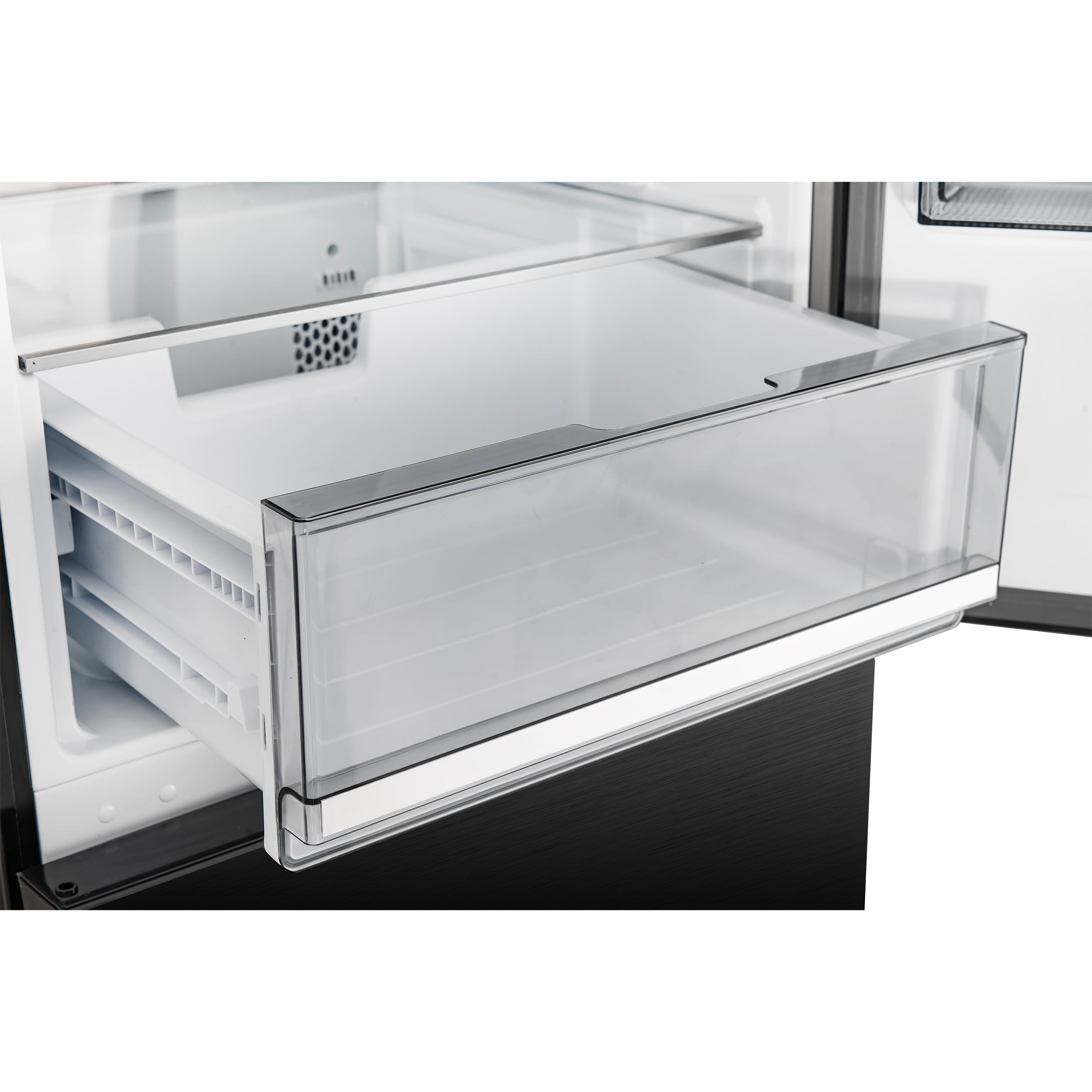 Forno Custodia 24 in. 10.3 cu.ft. Black Right Swing Refrigerator with Bottom Freezer and Antique Brass handles | FFFFD1766-24BLK-RS