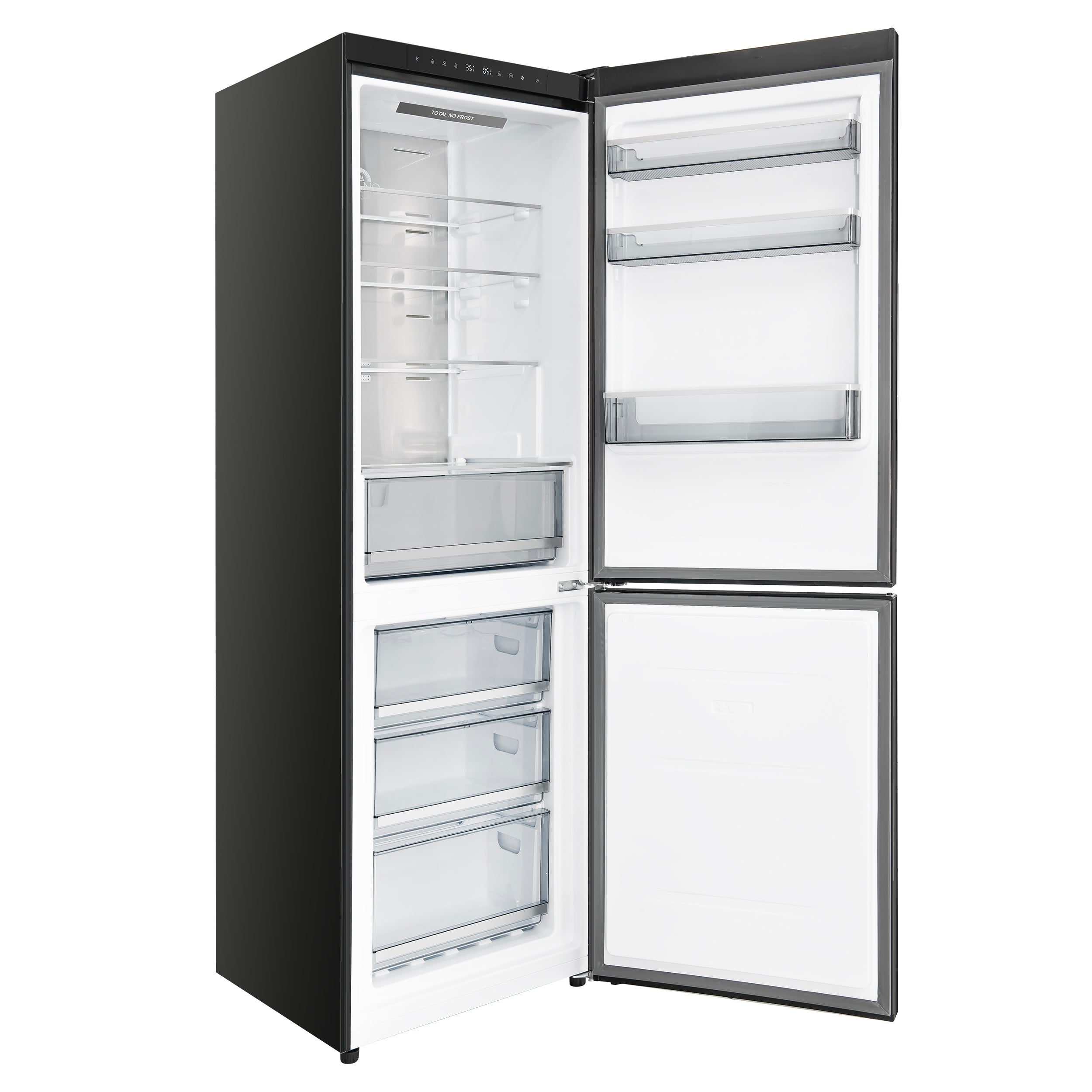Forno Custodia 24 in. 10.3 cu.ft. Black Right Swing Refrigerator with Bottom Freezer and Antique Brass handles | FFFFD1766-24BLK-RS