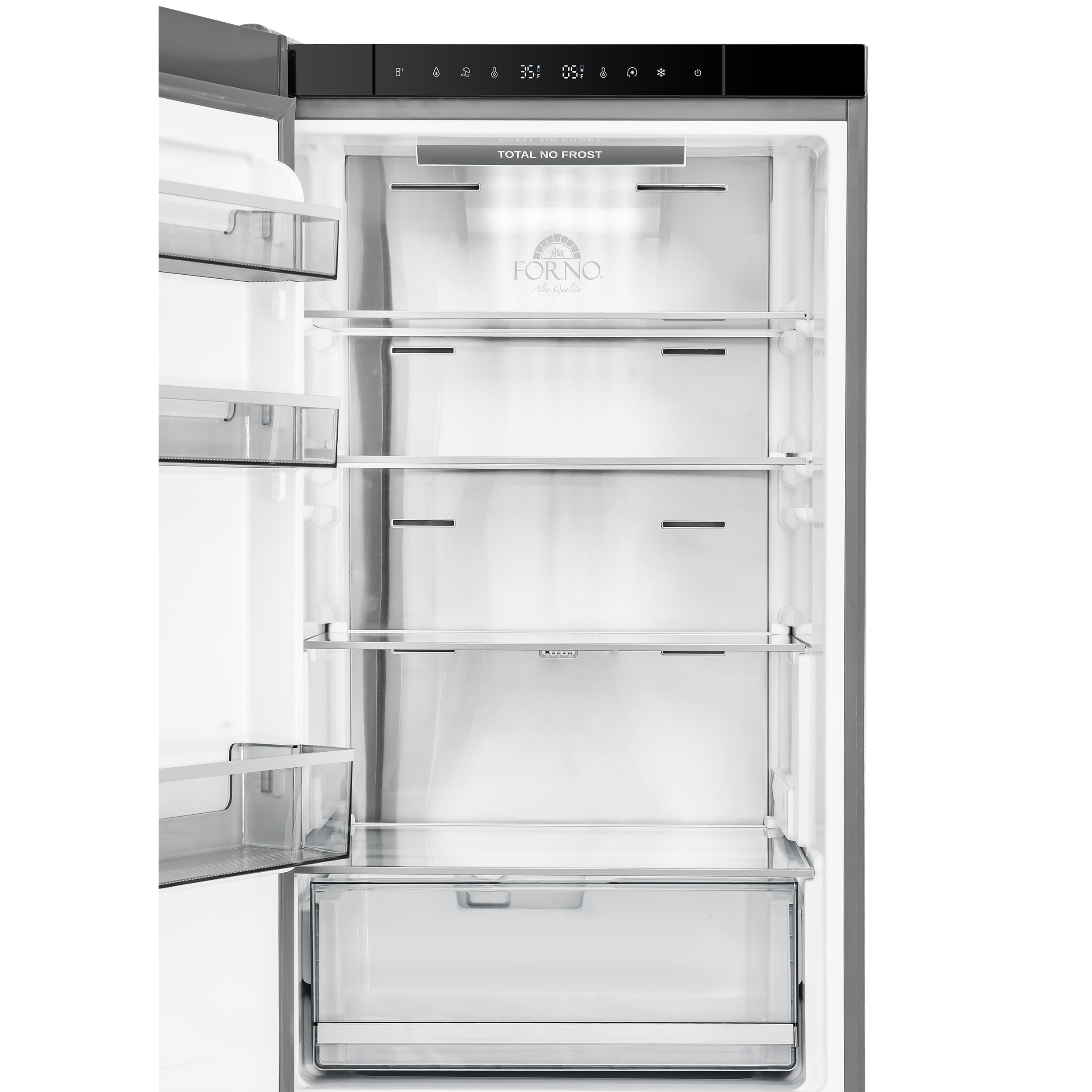 Forno Custodia 24 in. 10.3 cu.ft. Stainless Steel Left Swing Refrigerator with Bottom Freezer | FFFFD1766-24LS