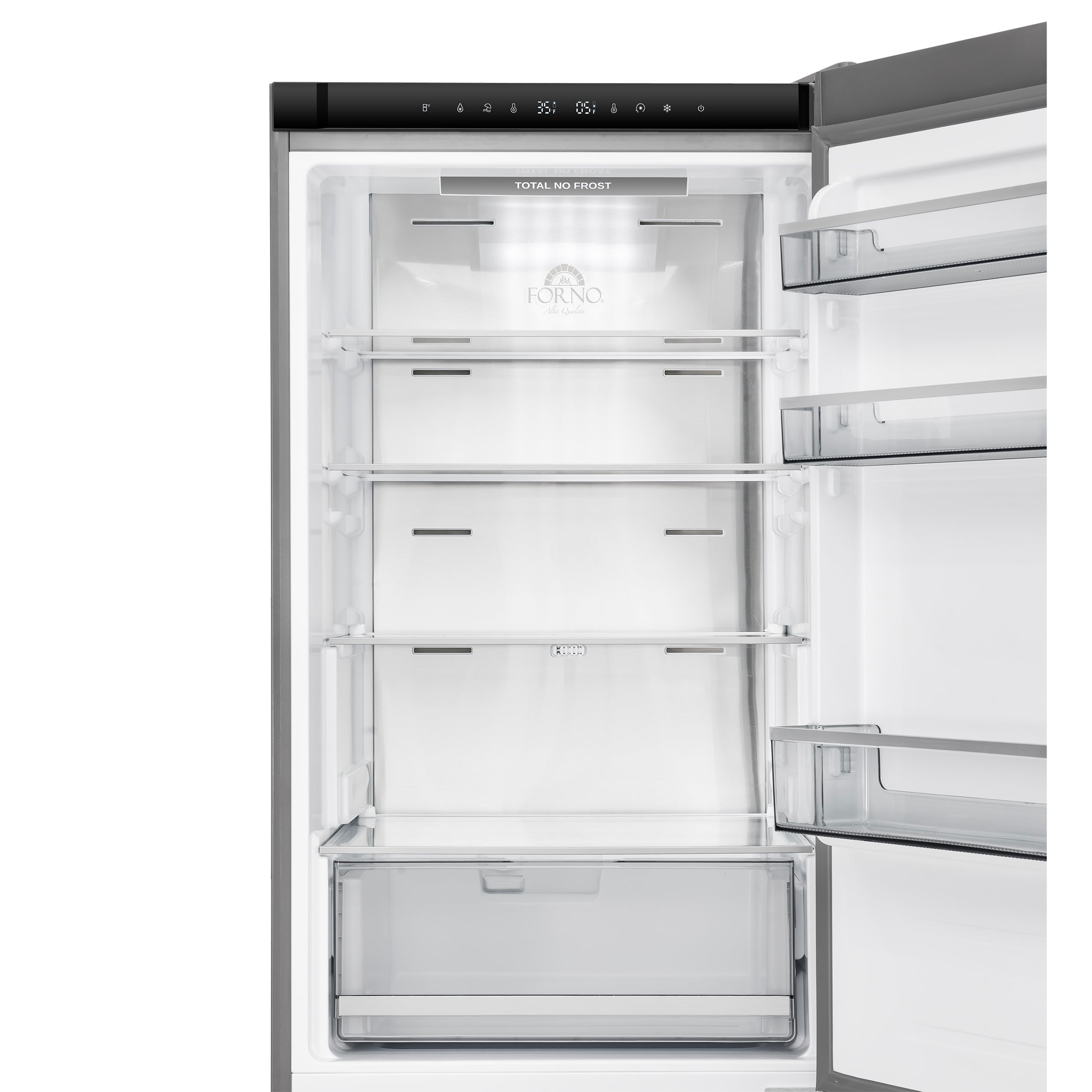 Forno Custodia 24 in. 10.3 cu.ft. Stainless Steel Right Swing Refrigerator with Bottom Freezer | FFFFD1766-24RS