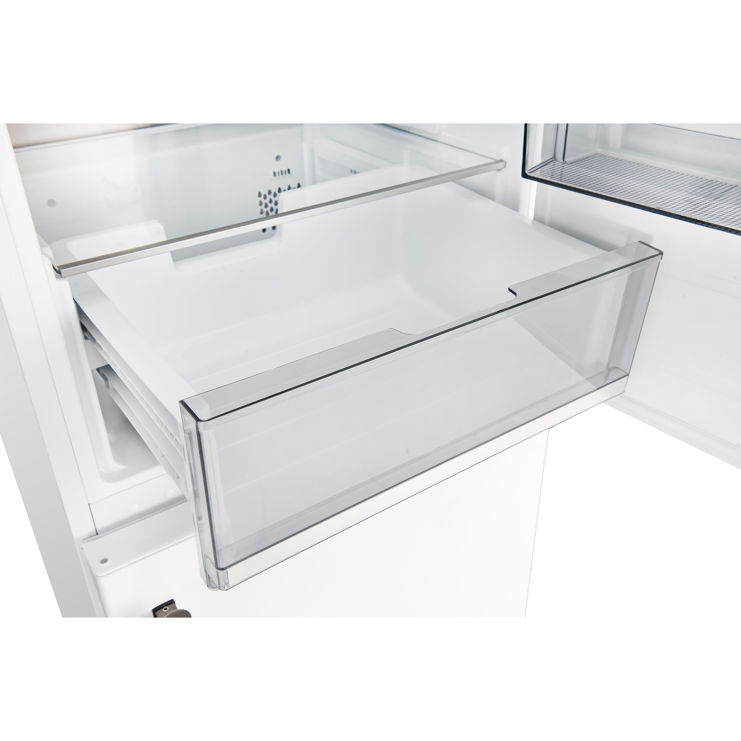 Forno Custodia 24 in. 10.3 cu.ft. White Right Swing Refrigerator with Bottom Freezer and Antique Brass handles | FFFFD1766-24WHT-RS