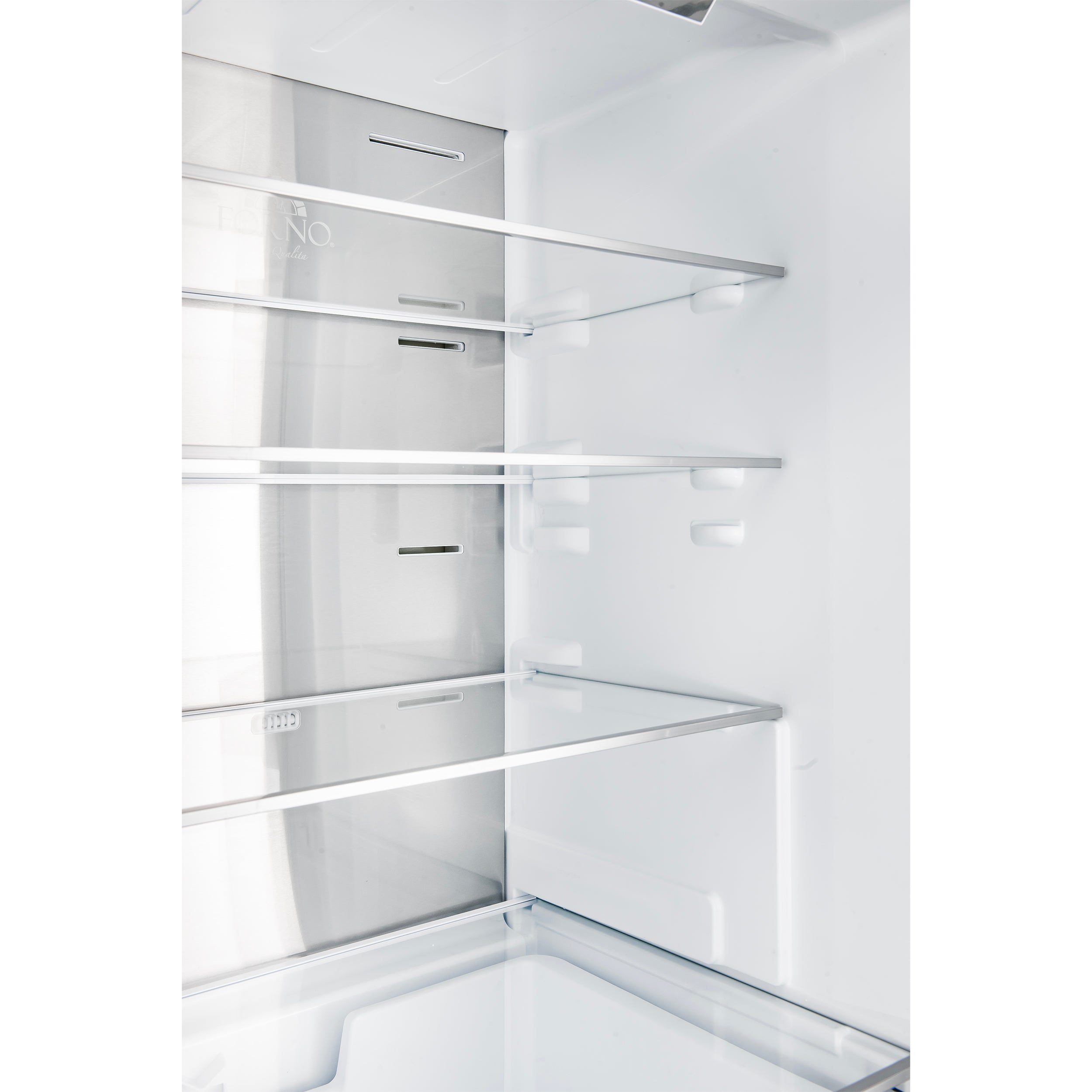 Forno Custodia 24 in. 10.3 cu.ft. White Right Swing Refrigerator with Bottom Freezer and Antique Brass handles | FFFFD1766-24WHT-RS