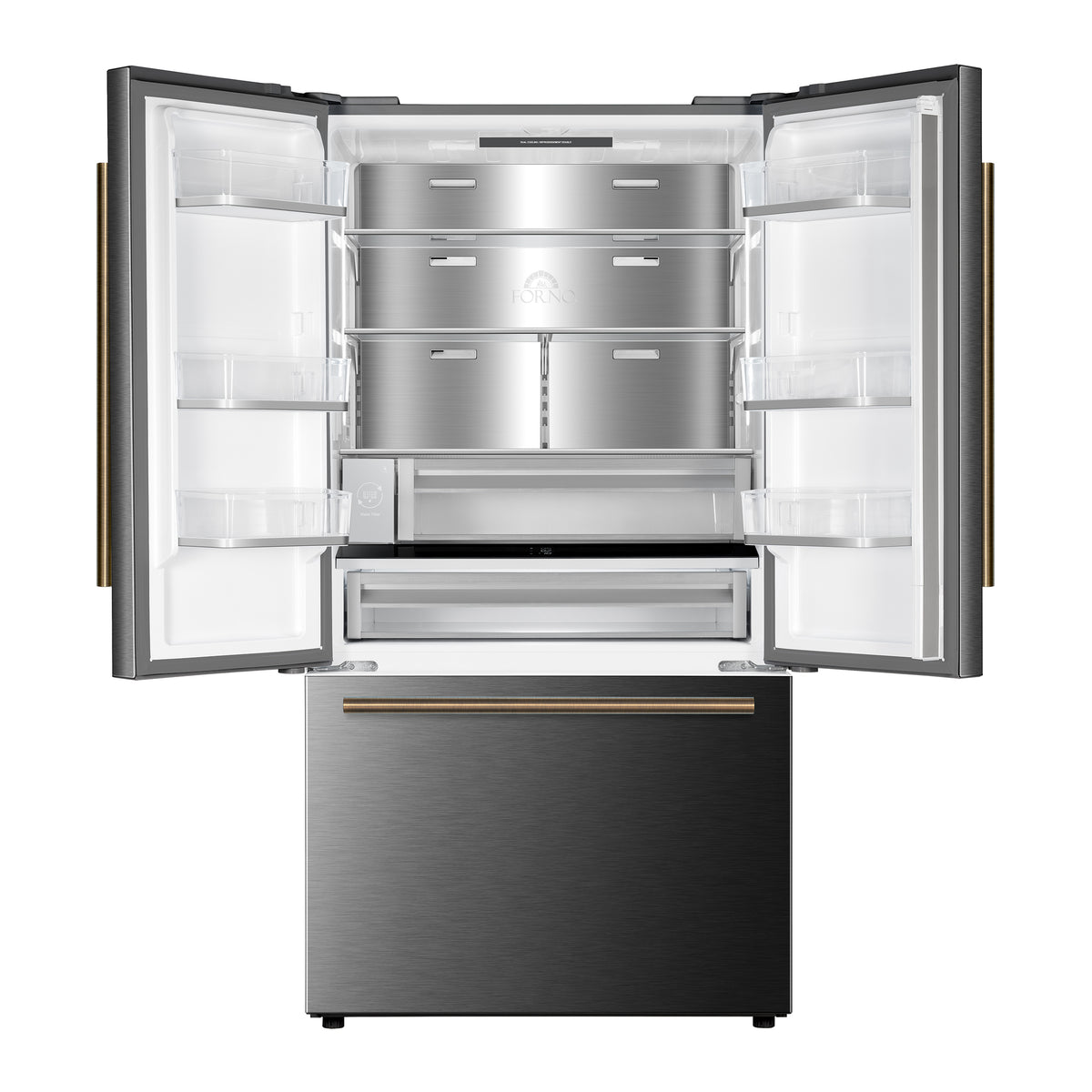 Fiorano 36" French Door Refrigerator in Black, 20.2 cf., Ice Maker, Water dispenser, Total No Frost