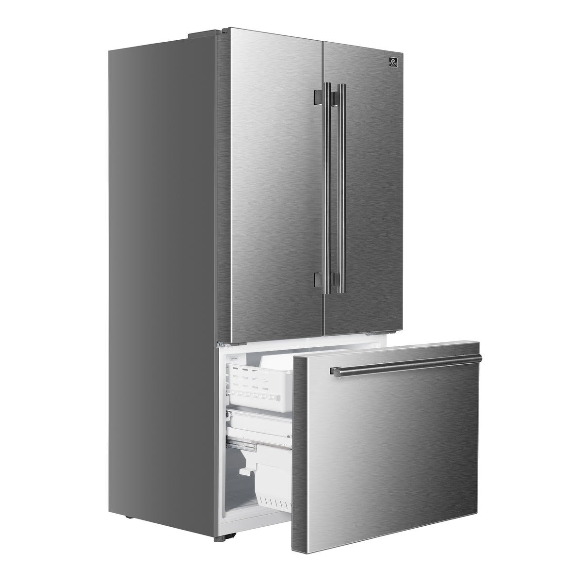 Fiorano 36" French Door Refrigerator in Stainless Steel, 20.2 cf., Ice Maker, Water dispenser, Total No Frost