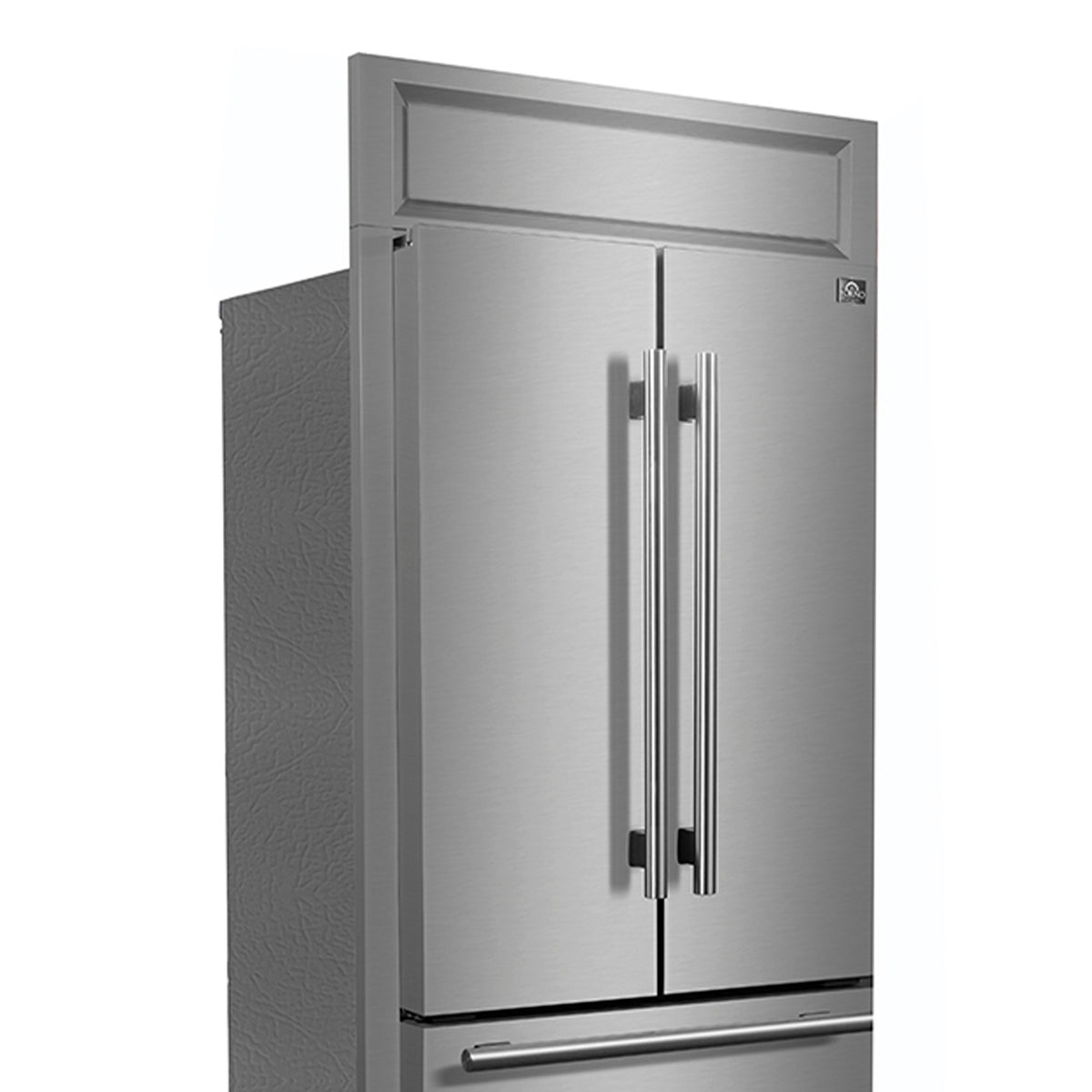Forno Gallipoli 35 in. 17.5 cu.ft. Stainless Steel Built-In French Door Refrigerator with Ice Maker and Modern Trim Kit | FFFFD1974-35MG