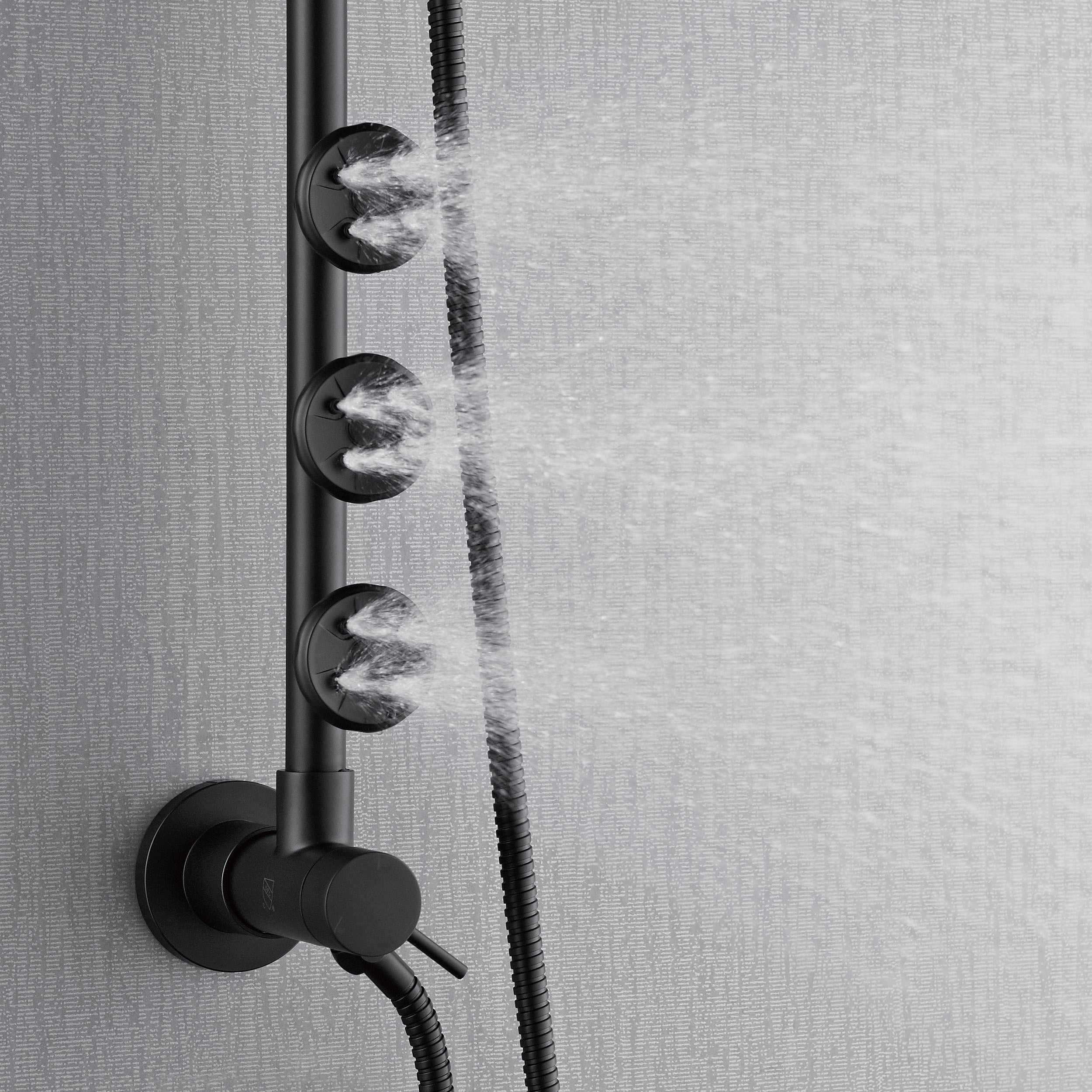 Forno Acqua AcquaSPA Retrofit Shower, Overhead Rainfall, 8 Inch Shower Head, Handheld Shower Head, Body Jets, 6 Way Diverter, Matte Black Finish, 1.8 GPM Flow Rate