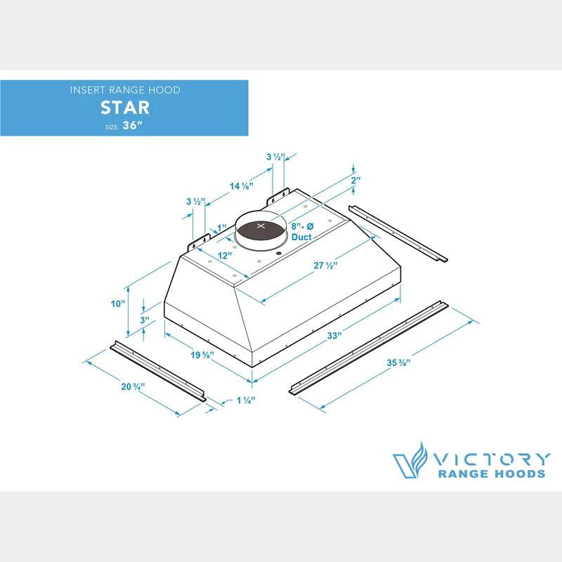VICTORY Star 36 in. 900 CFM Stainless Steel Insert Range Hood with Double Blower | STAR-36