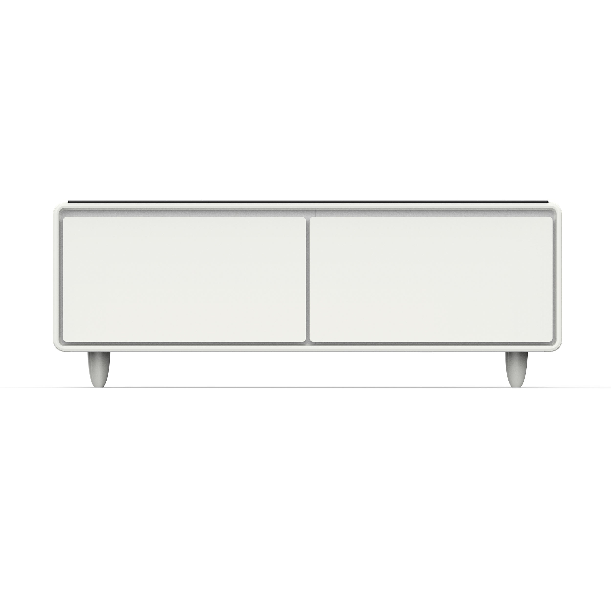 Forno Evoluto Tavolo 51-Inch White Smart Coffee Table – Dual Refrigerator Drawers, Bluetooth 5.0 Audio, Wireless Charging & RGB Ambient Light