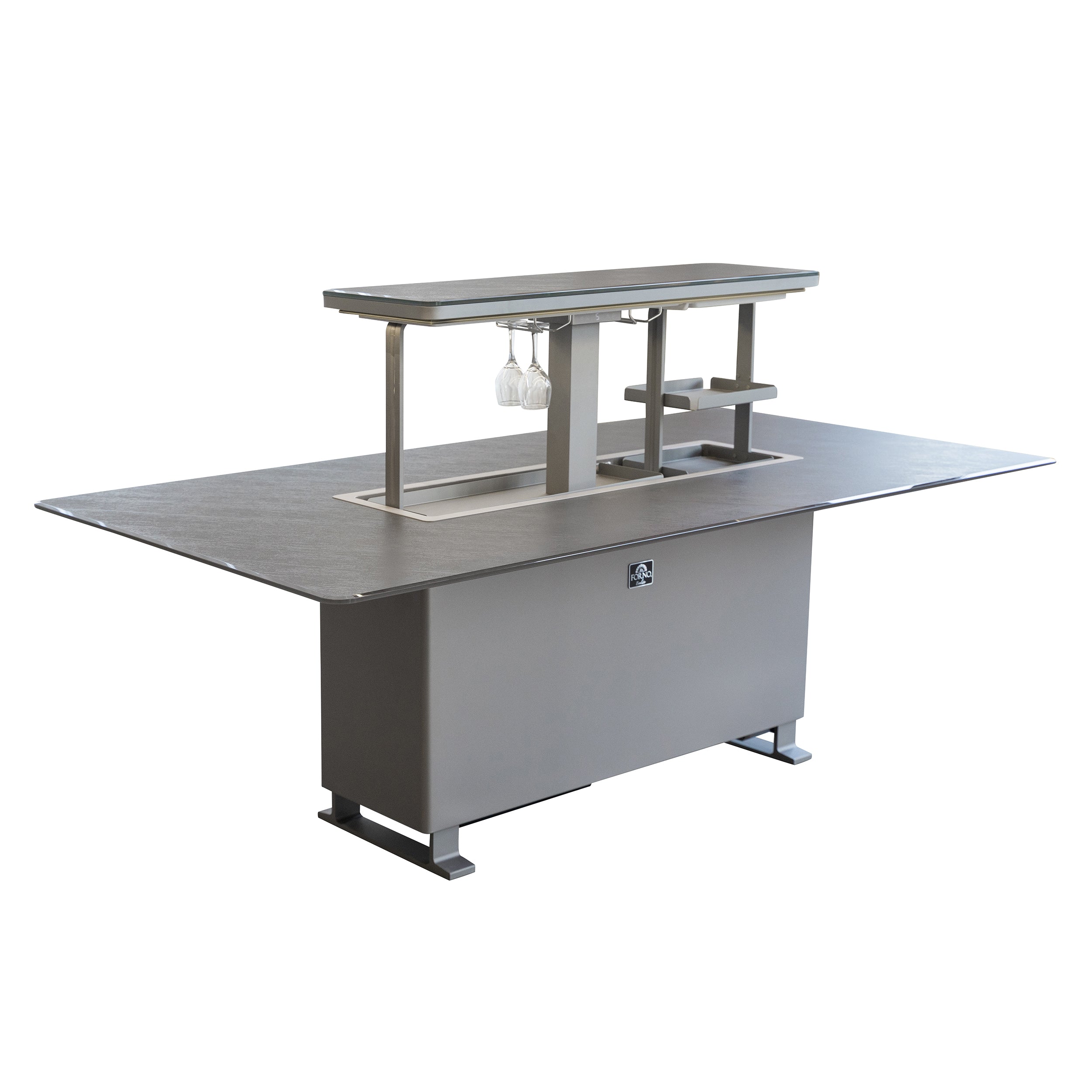 Cinetico Smart Dining Table, Sandstone Black, 5.3 cu.ft fridge and freezer with Bluetooth control