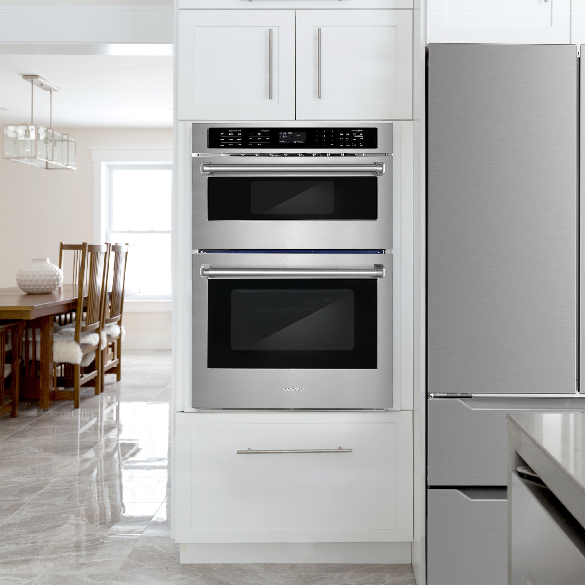 Cosmo Regal 30 in. 6.4 cu.ft. Stainless Steel Electric Combi Wall Oven amd Microwave with Air Fry | COS-WOMCR302SS