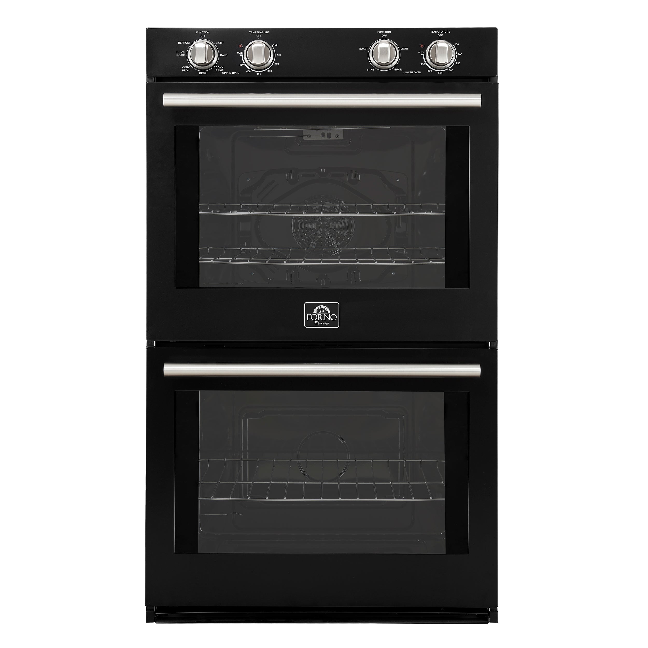 Forno Espresso Vomero 30 in. 10 cu.ft. Black Double Electric Wall Oven with Antique Brass Accents | FBOEL1324-30BLK