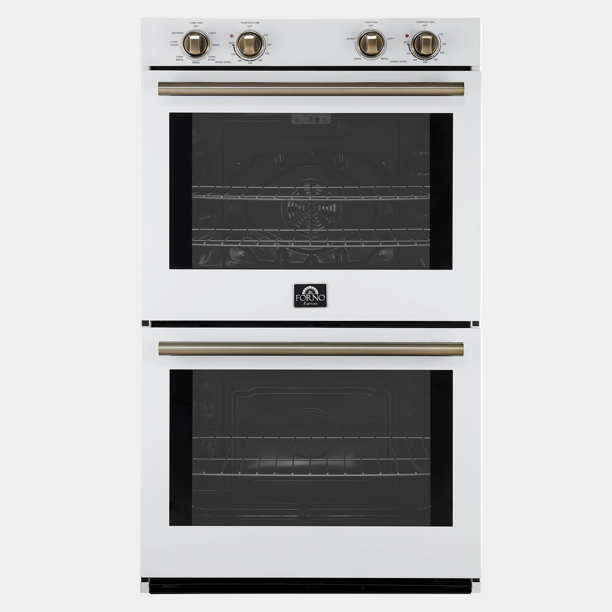 Forno Espresso Vomero 30 in. 10 cu.ft. White Double Electric Wall Oven with Antique Brass Accents | FBOEL1324-30WHT
