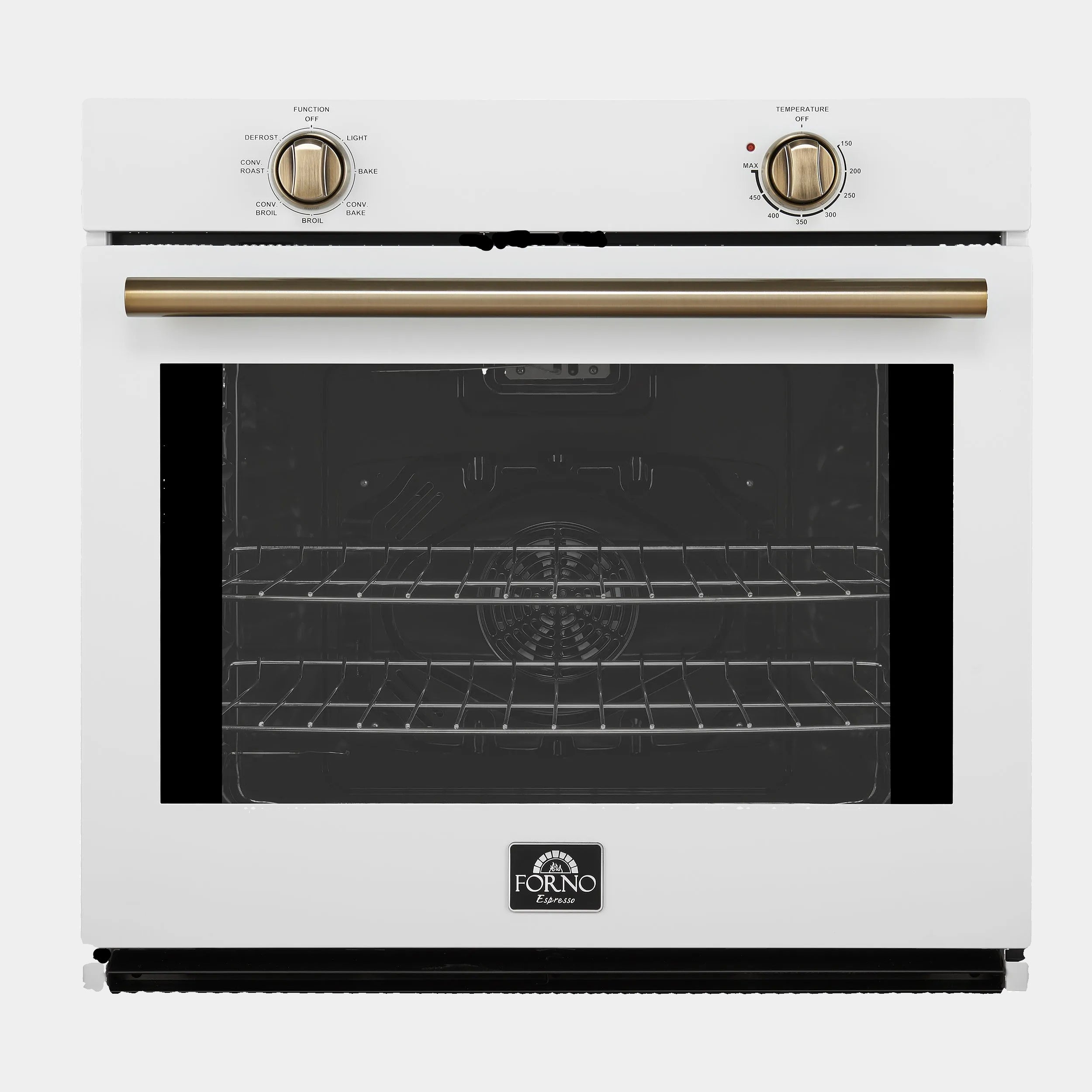 Forno Espresso Vomero 30 in. 5 cu.ft. White Electric Wall Oven with Antique Brass Accents | FBOEL1370-30WHT