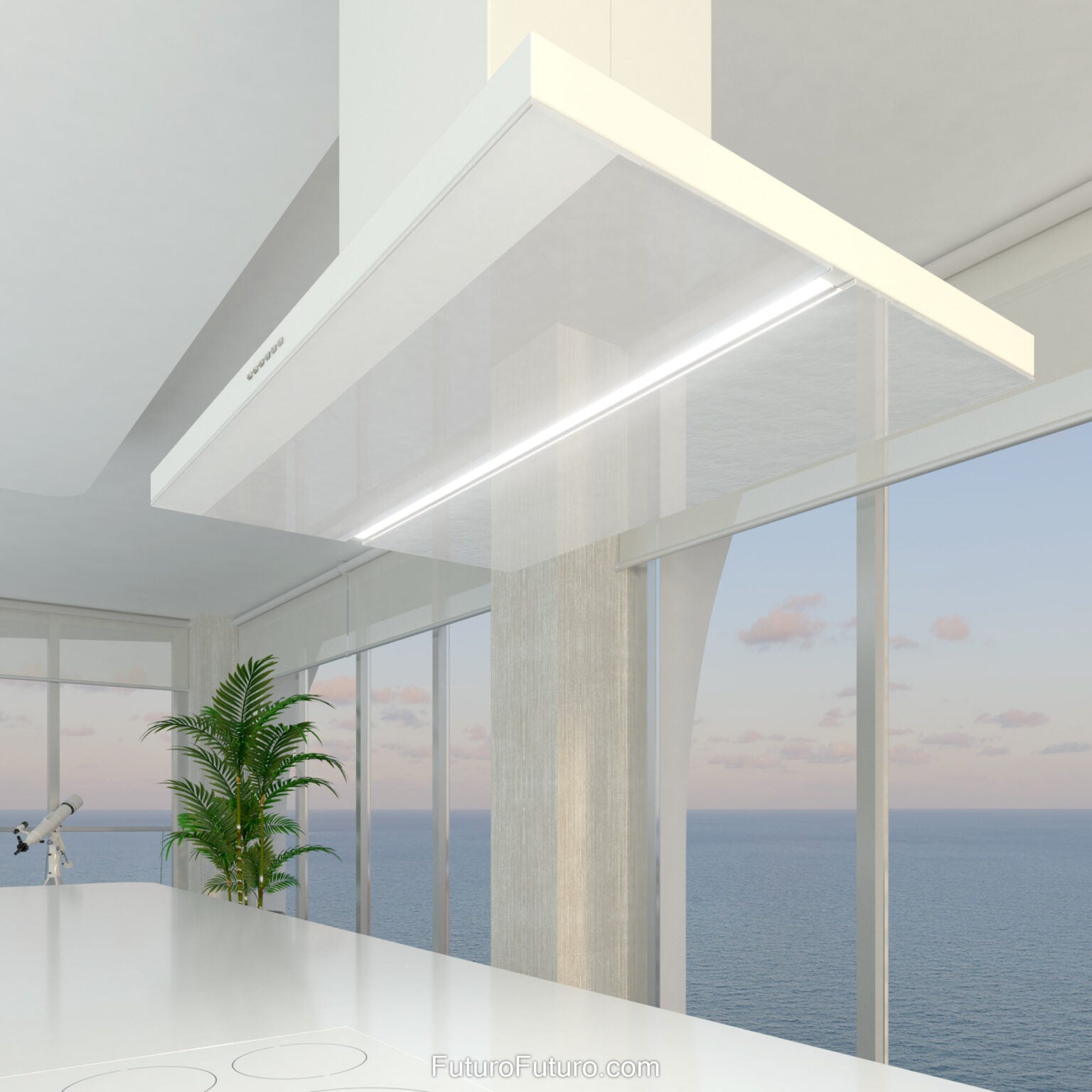Futuro Viale 36 in. 940 CFM White Island Mount Range Hood | IS36VIALE-WHT