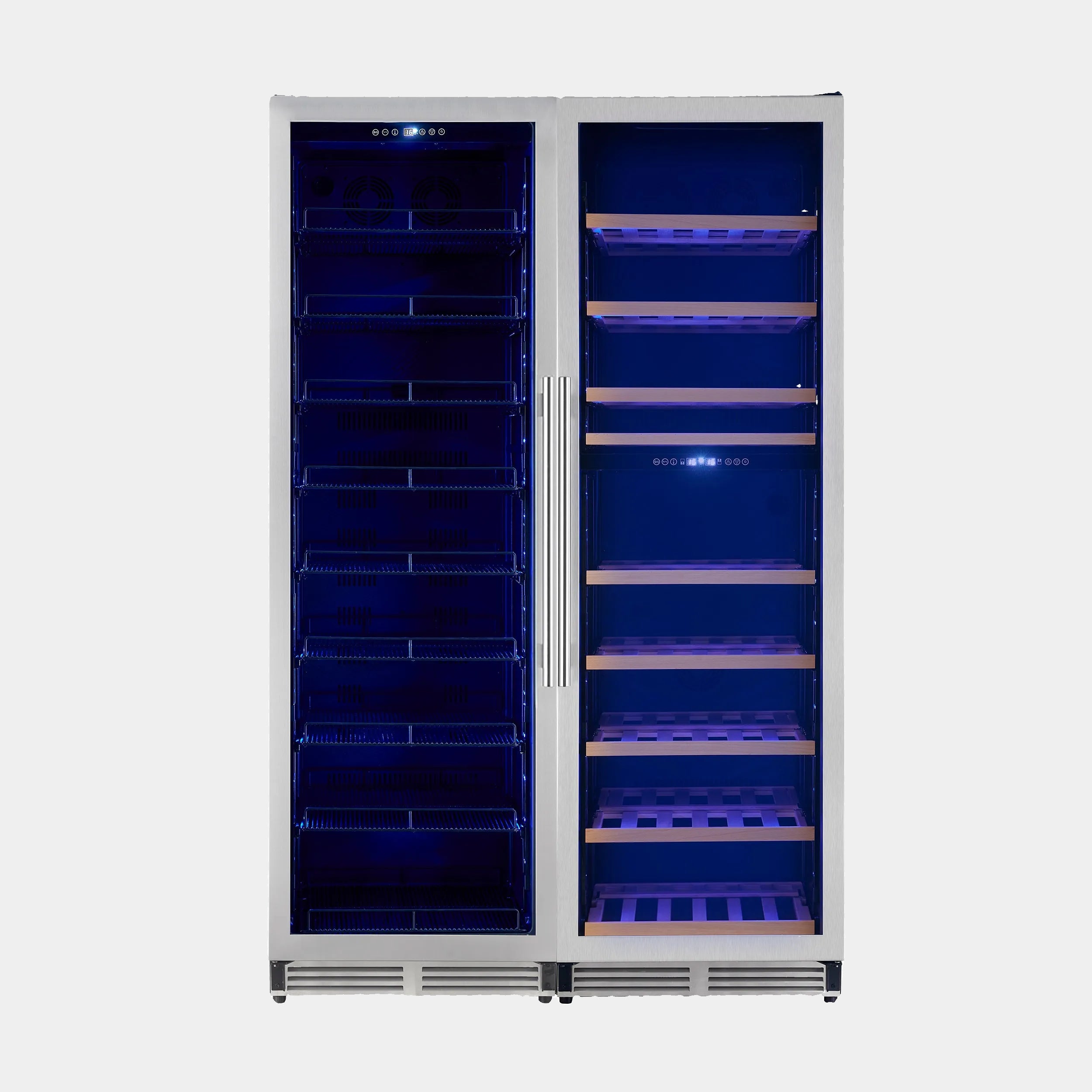 Forno Avellina 48 in. 94 Bottle and 427 Can French Door Triple Zone Wine/Beverage Cooler | FWCDR6633-48S