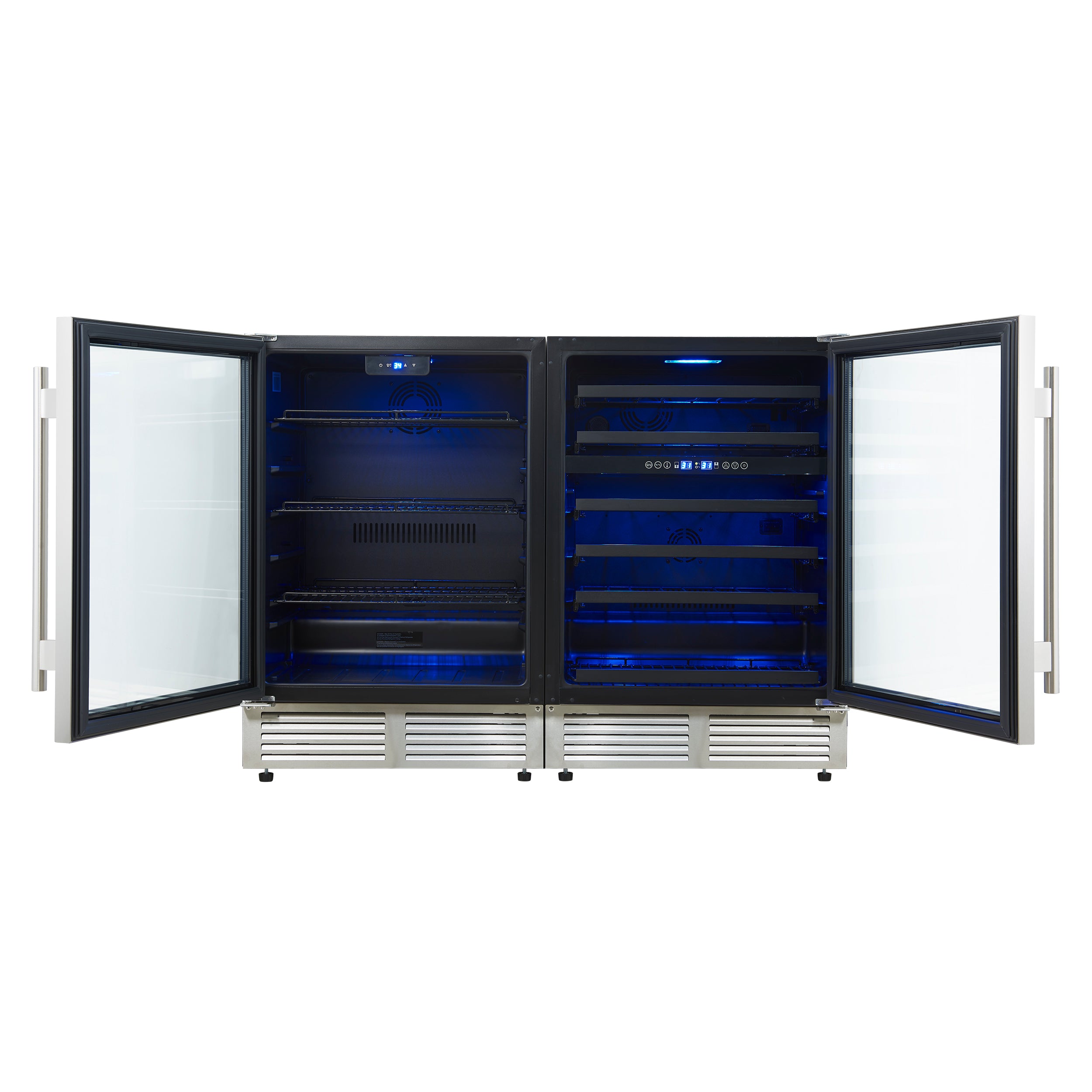 Forno Gemello 48 Inch Side-by-Side Wine and Beverage Cooler in Stainless Steel, French Door, 9.6 cu. ft.