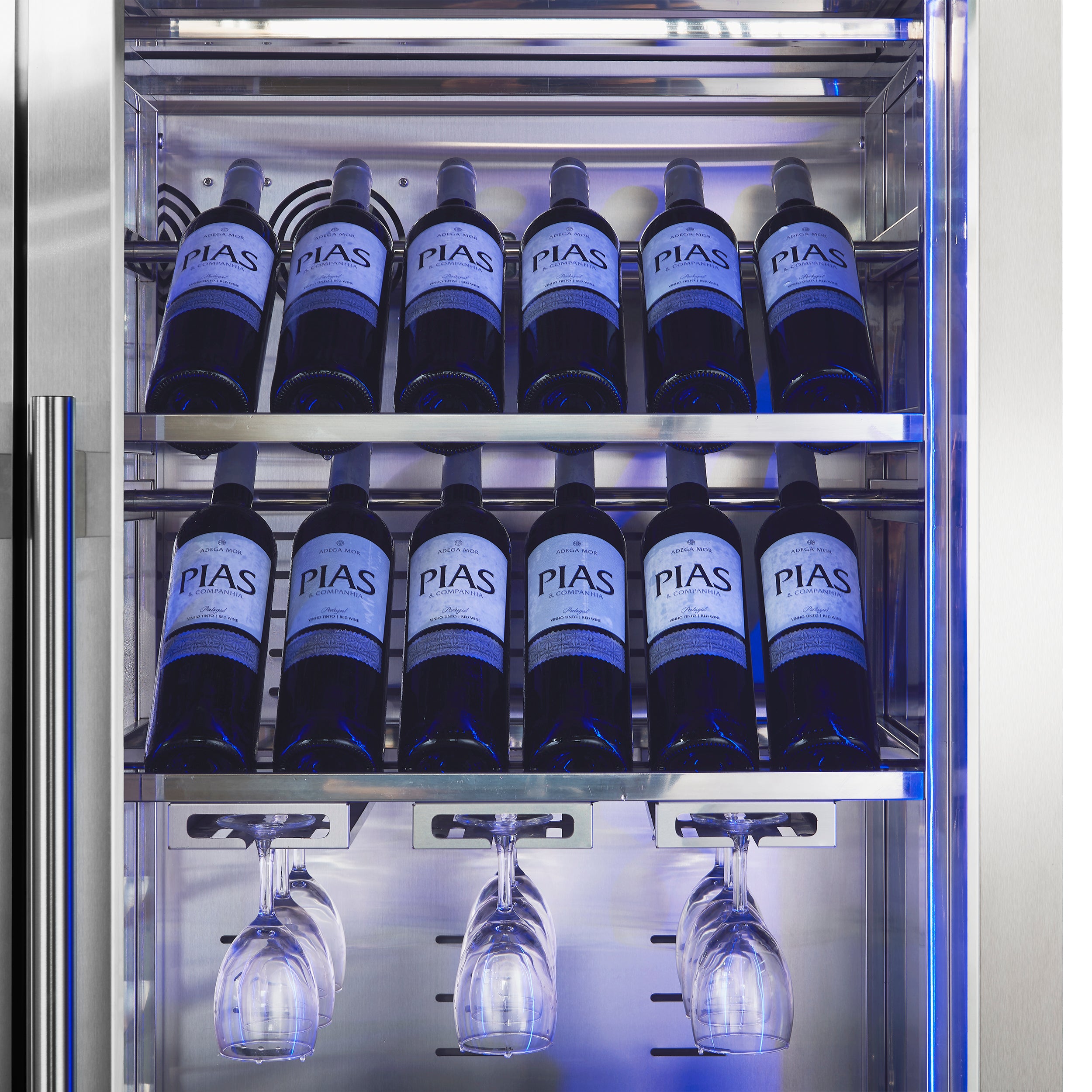 FORNO Abruzzo 48" Wine Cooler, Dual Zone, 30 cu.ft., 130 bottles, Display & Service Shelves, Stemware Racks, Rust resistant