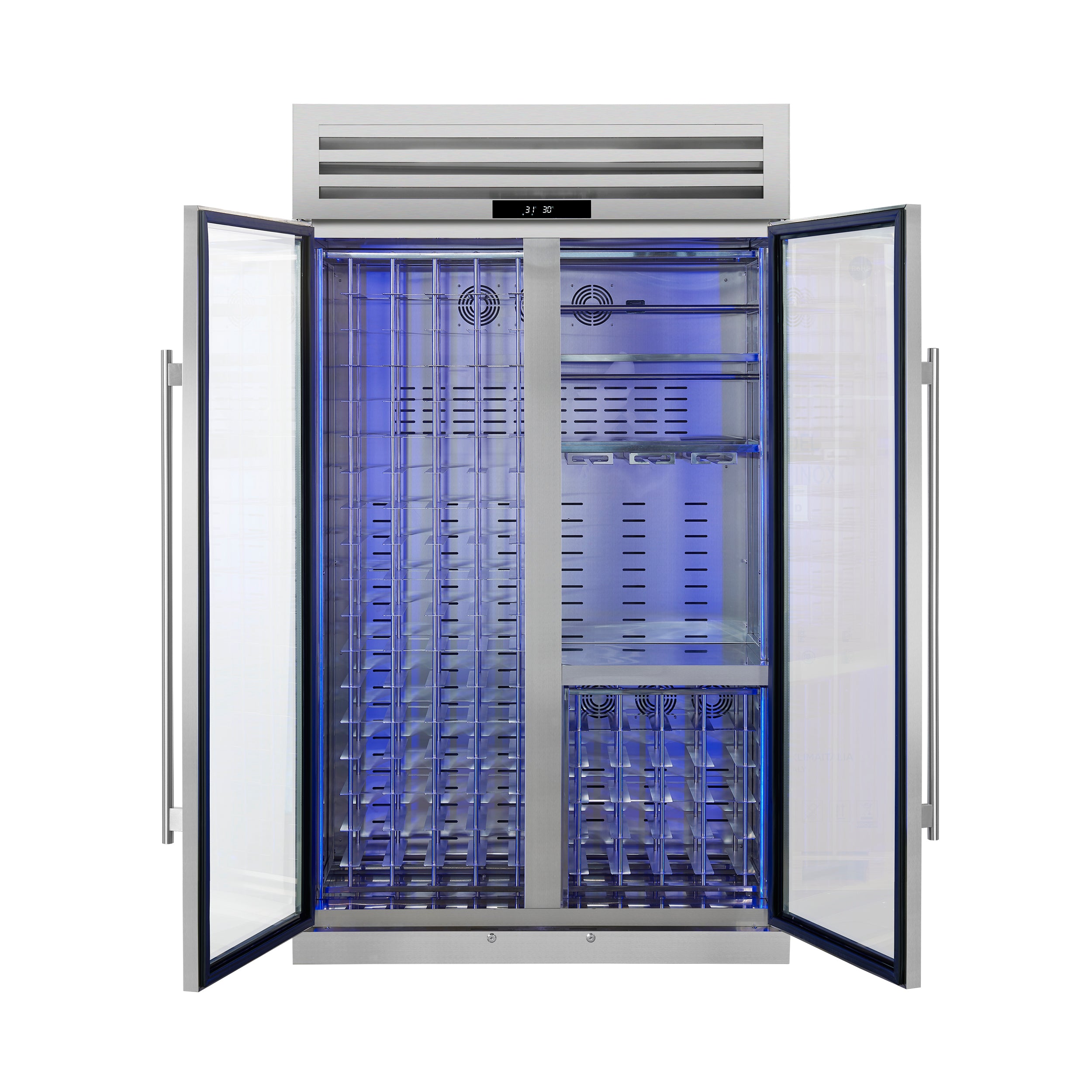 FORNO Abruzzo 48" Wine Cooler, Dual Zone, 30 cu.ft., 130 bottles, Display & Service Shelves, Stemware Racks, Rust resistant